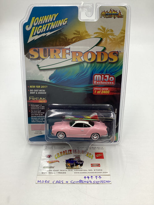 Johnny Lightning Mijo Exclusives Surf Rods 1/2400 1964 VW Karmann Ghia Pink