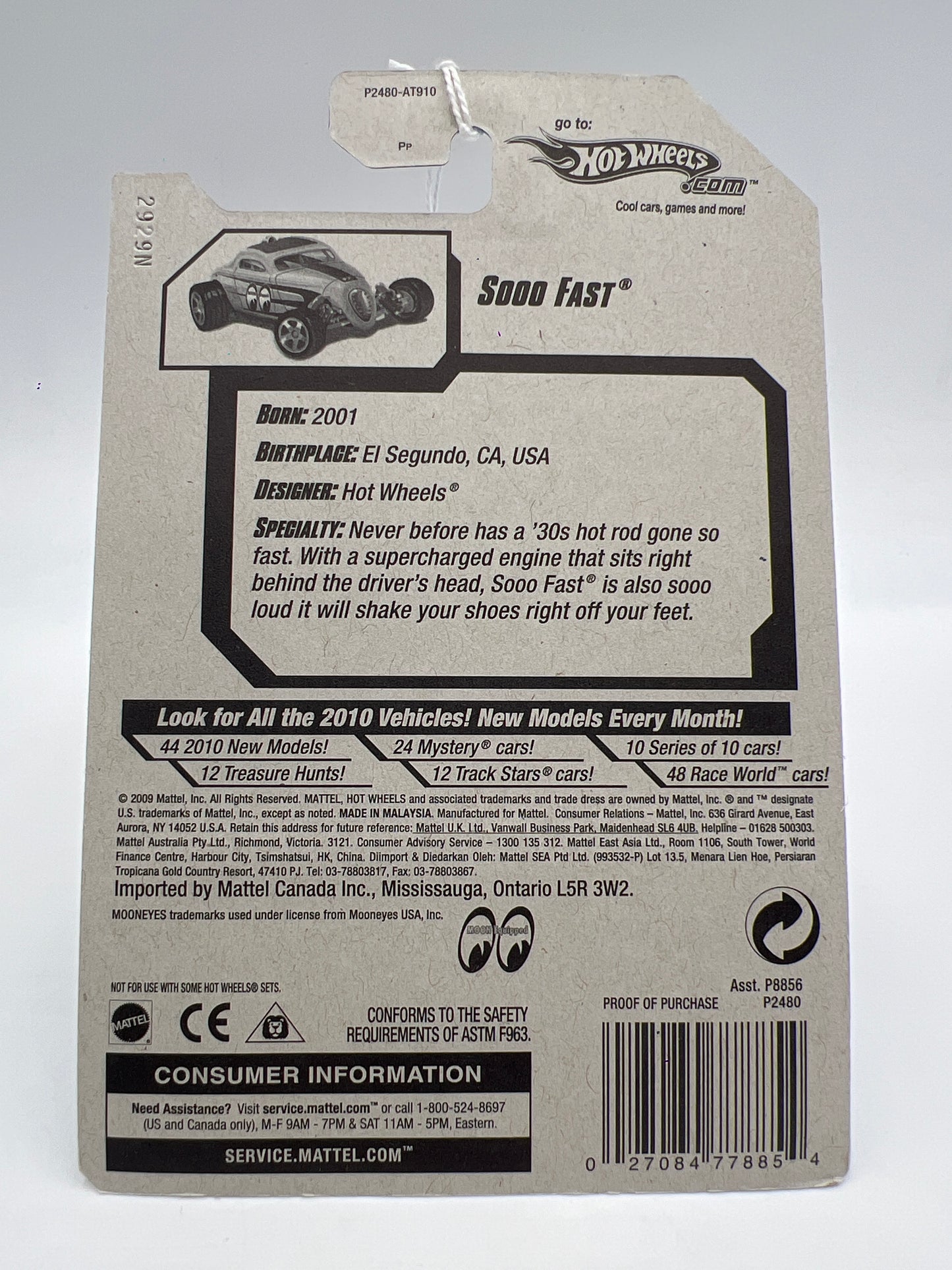 2009 Hot Wheels Target Exclusive Snowflake Card #160 Sooo Fast Yellow Mooneyes 240B