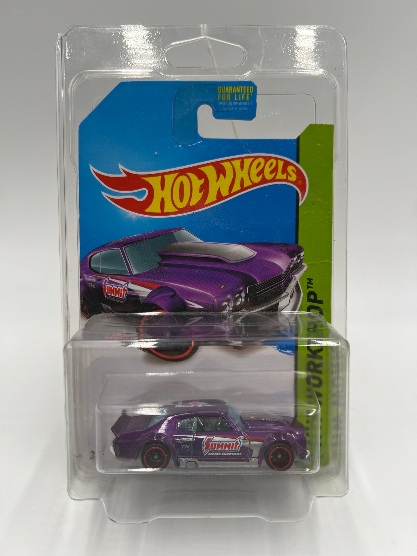 2014 Hot Wheels Super Treasure Hunt #243 70 Chevy Chevelle Purple Summit W/Protector Bad Card
