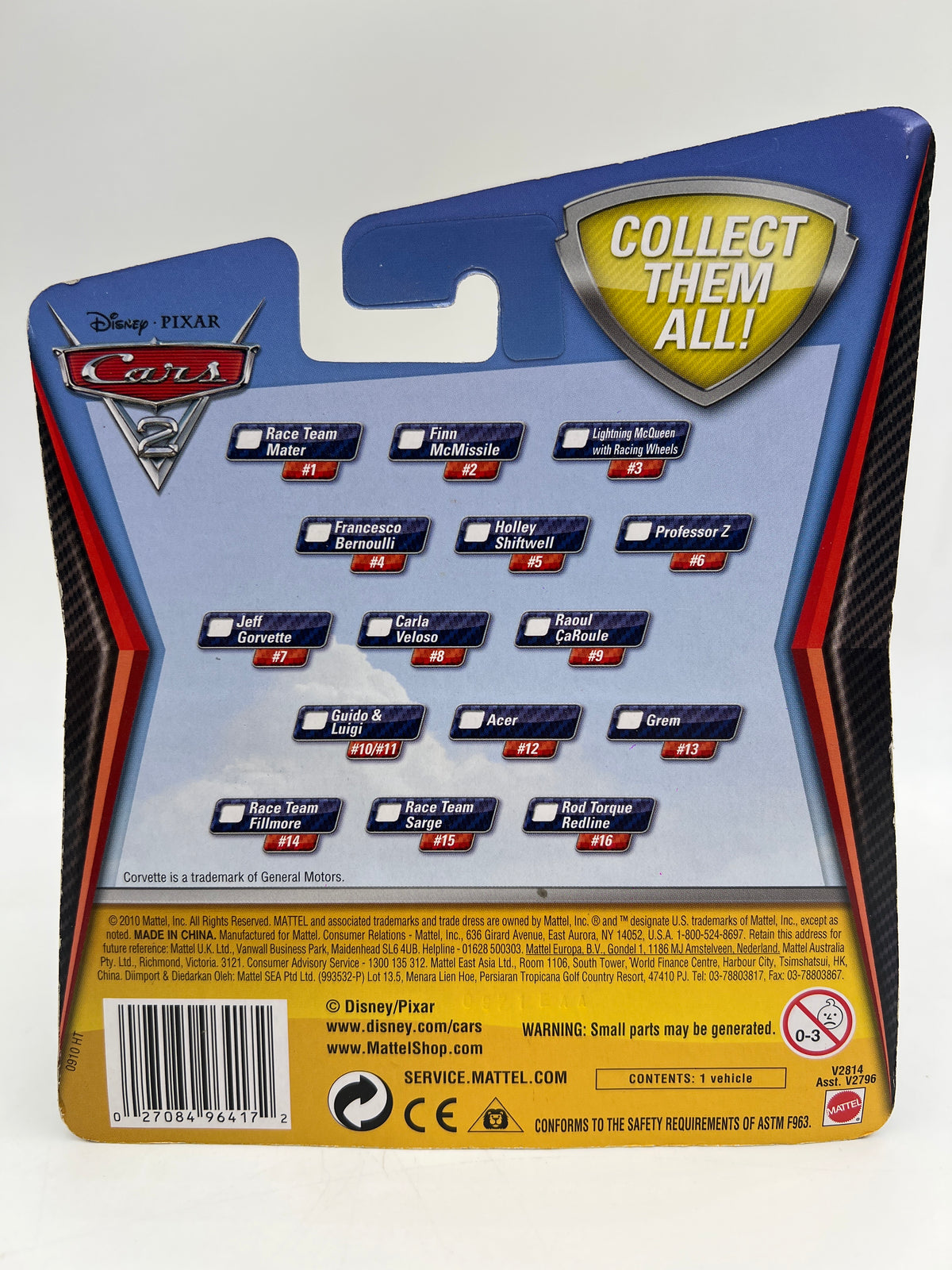 Disney Pixar Cars 2 #7 Jeff Gorvette 137F