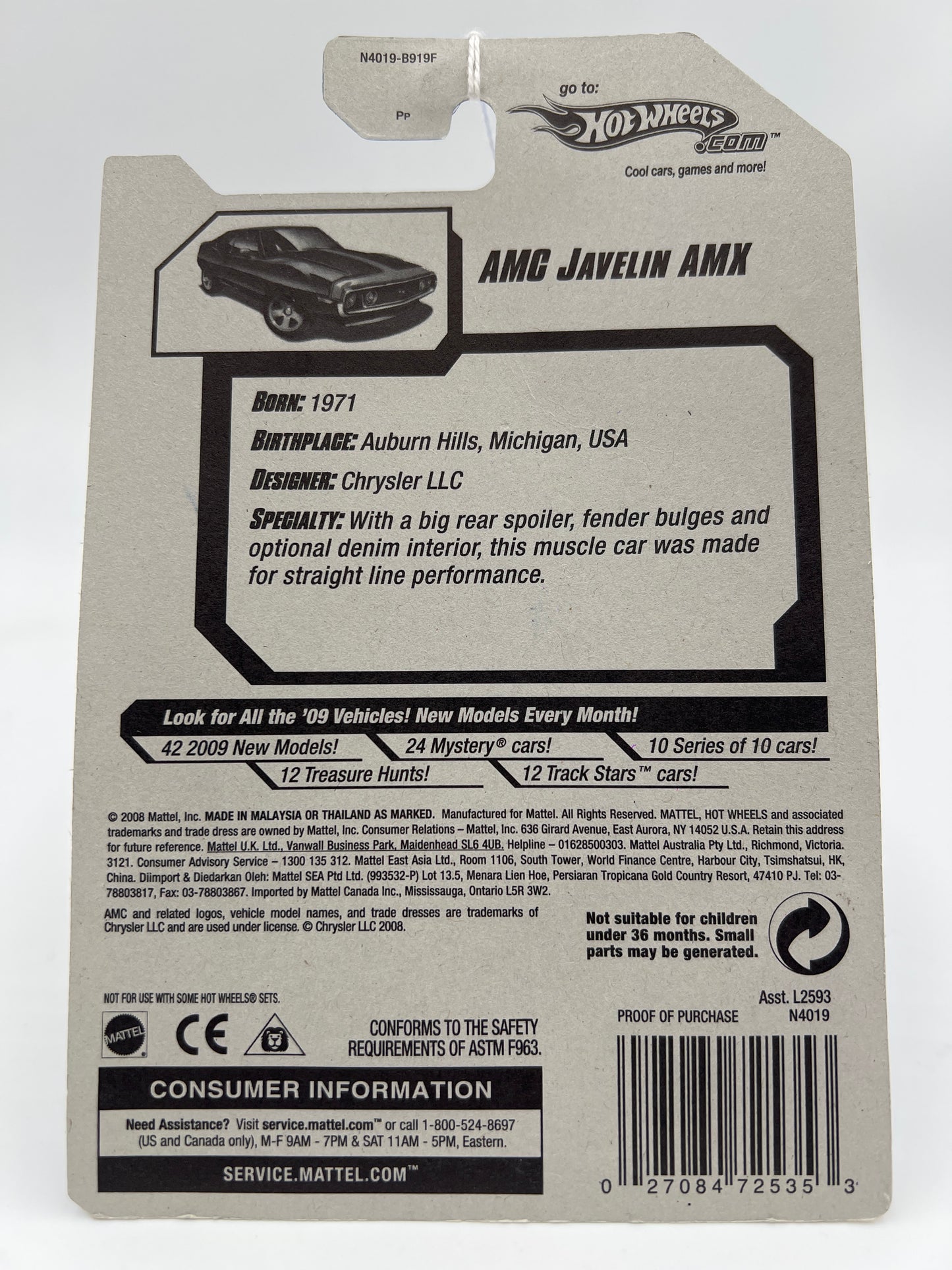 2009 Hot Wheels New Models #16 Kmart Exclusive AMC Javelin AMX Black 239A