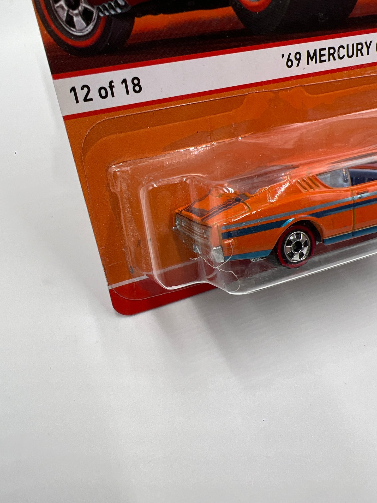 Hot Wheels Heritage Redline #12 69 Mercury Cyclone Orange Cracked Blister 160N