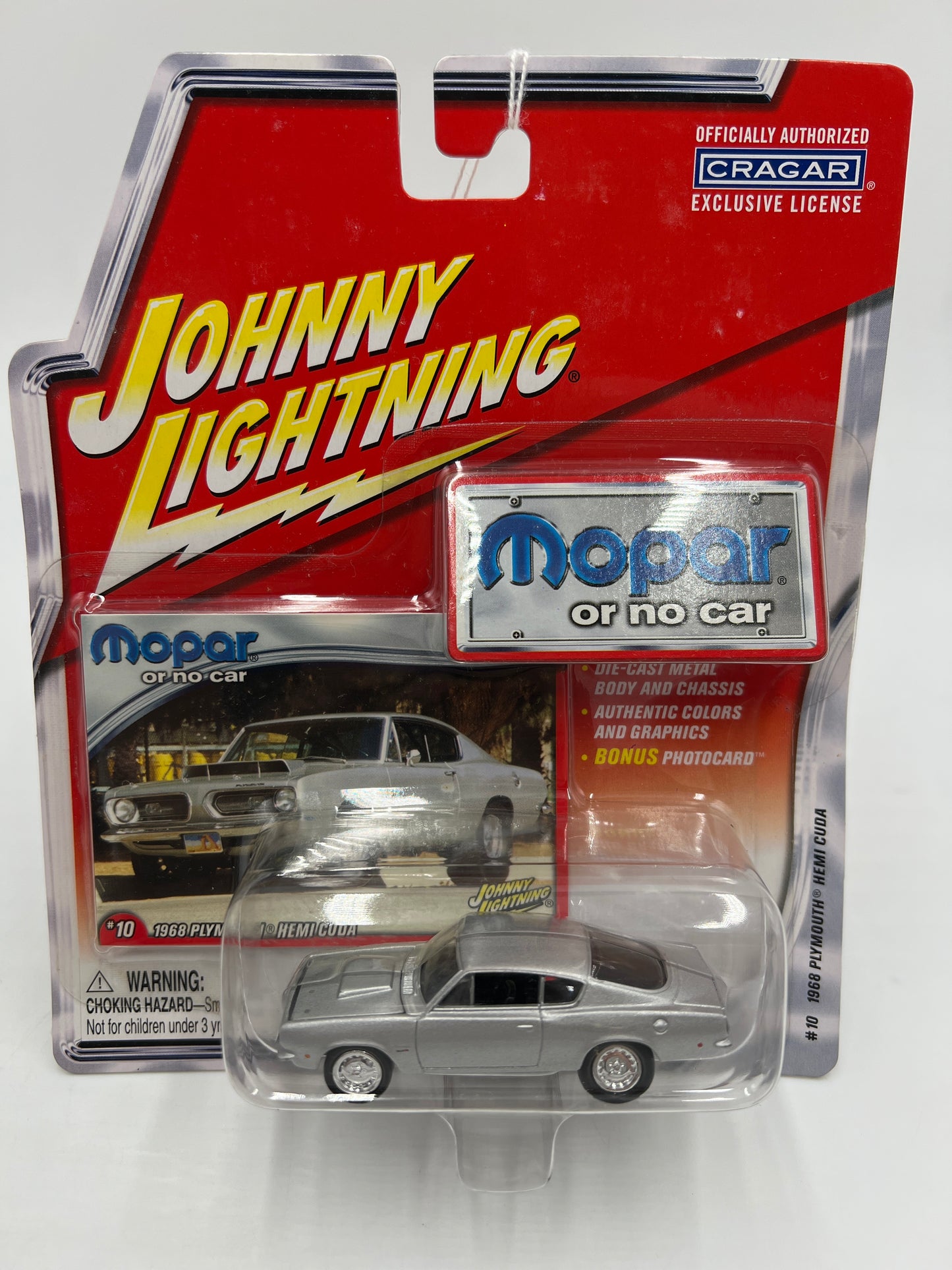Johnny Lightning Mopar Or No Car #10 1968 Plymouth Hemi Cuda Silver 221G