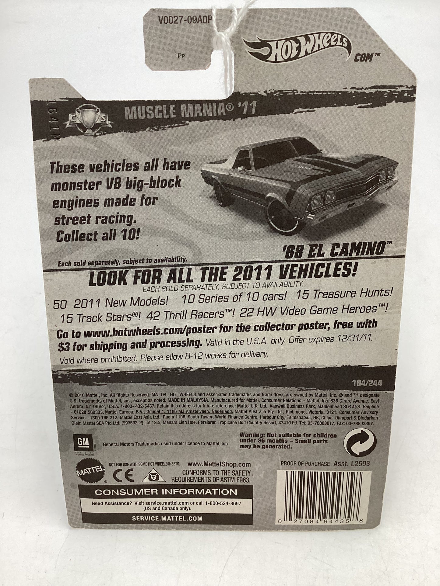 2011 Hot wheels #104 68 El Camino Orange 7i