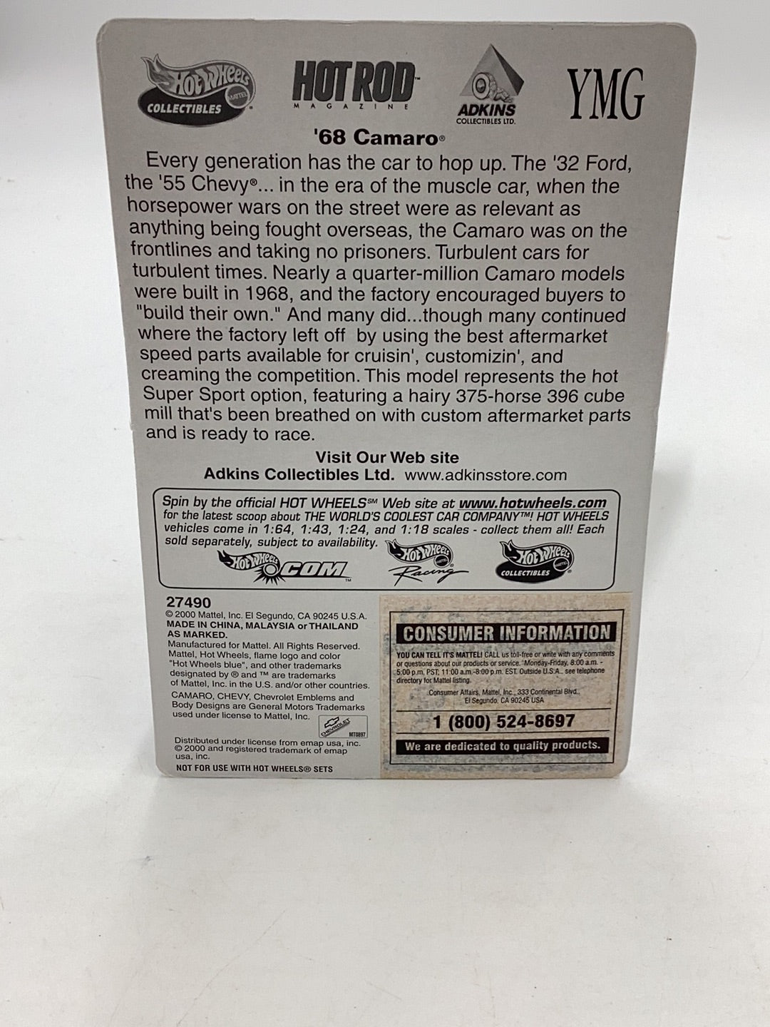 Hot Wheels Hot Rod TV 68 Camaro with protector