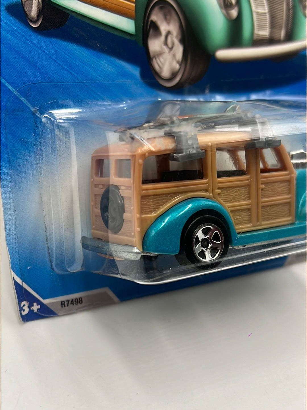 2010 Hot Wheels HW Garage ‘40s Woodie Light Blue *Backwards Roof Rack* 73/240