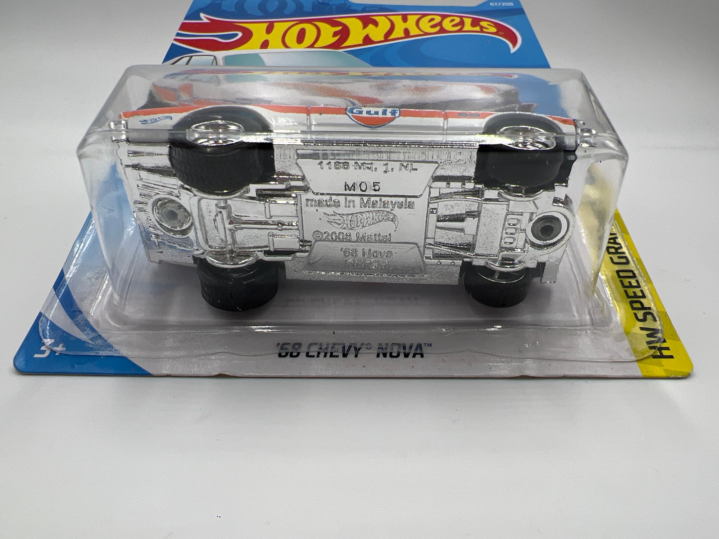 Hot Wheels 68 Chevy Nova White Gulf Wheel Swap Custom On Card W/Protector (SR)