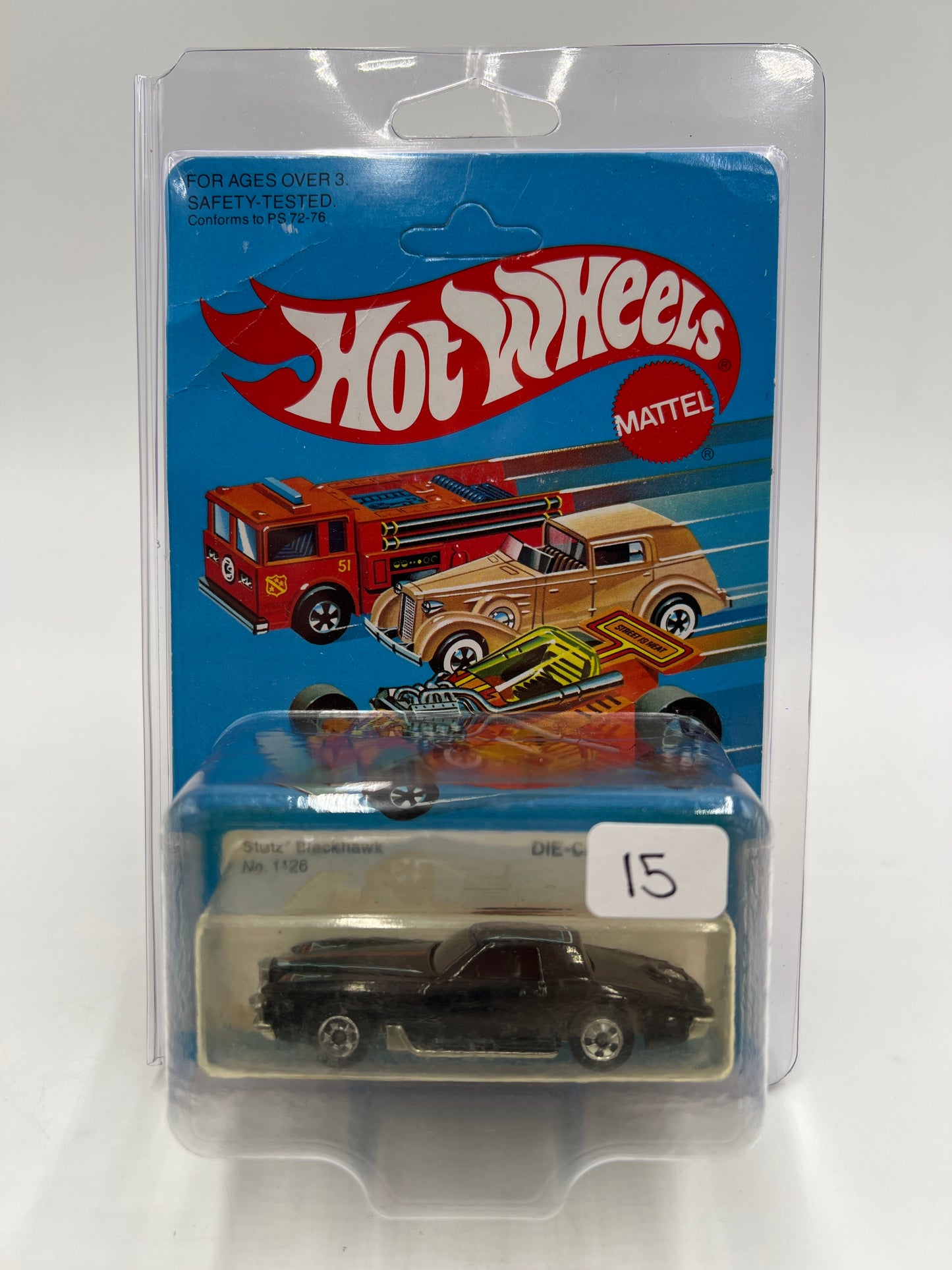 Hot Wheels Original 1982 #1126 Stutz Blackhawk Black W/Protector Bad Card #2