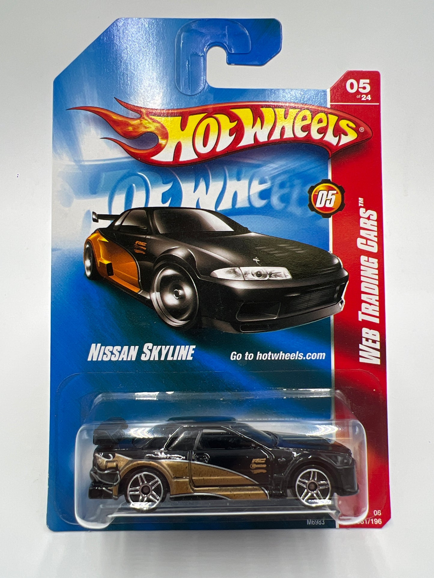 2008 Hot Wheels Web Trading Cars #81 Nissan Skyline Black/Gold W/Protector