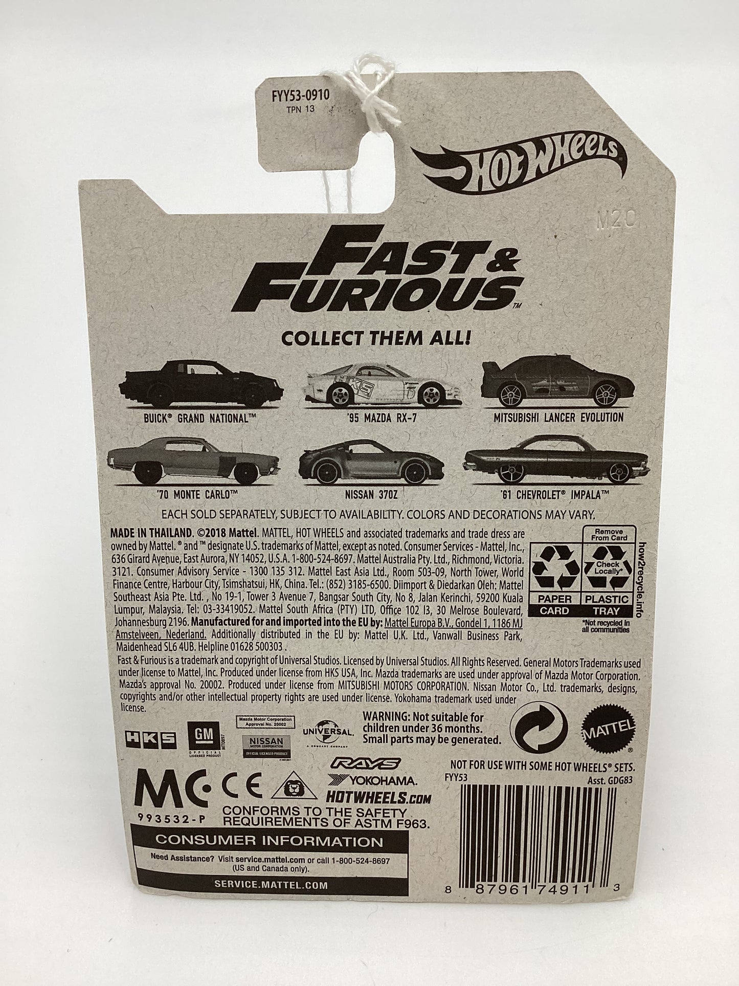 Hot wheels Fast and Furious Tokyo Drift 70 Monte Carlo #4 4/6 72A