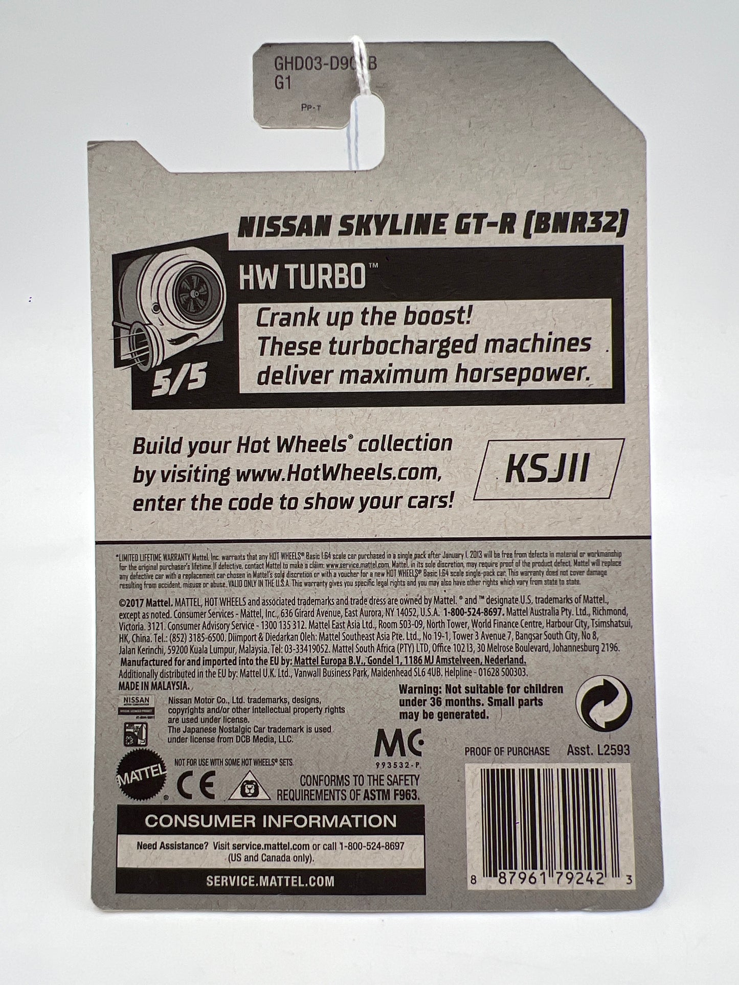 2020 Hot Wheels HW Turbo #2 Nissan Skyline GT-R R32 Gray 82E