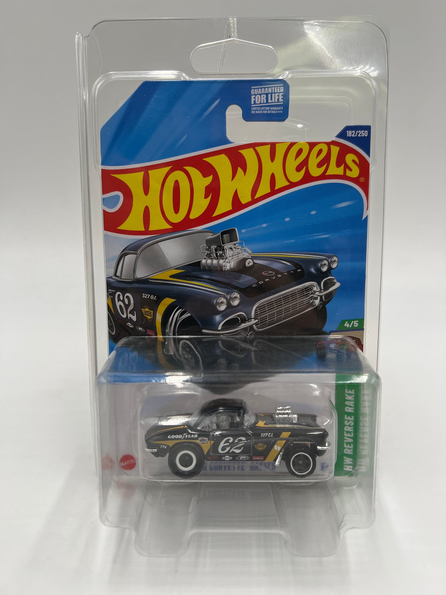 2025 Hot Wheels J Case Super Treasure Hunt #182 62 Corvette Gasser W/Protector