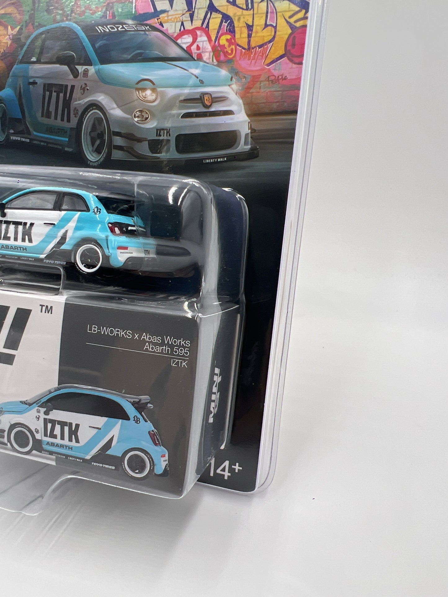 Mini GT #1051 LB-WORKS x Abas Works Abarth 595 IZTK White/Blue 233C