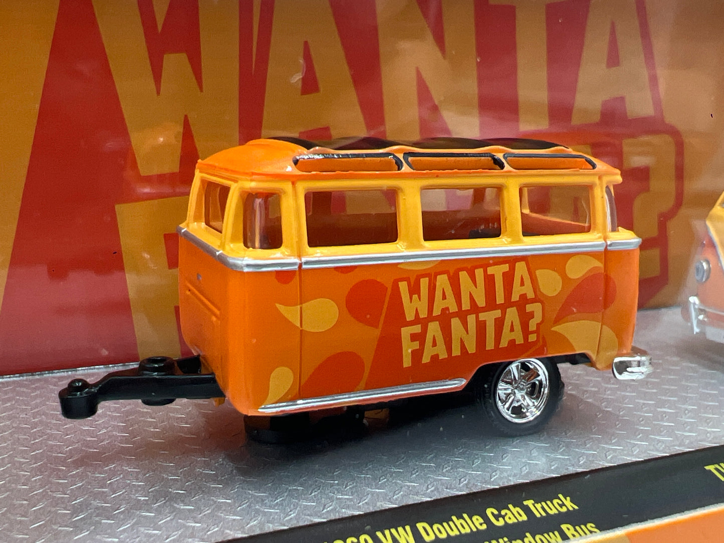 2025 M2 Machines Auto Haulers Coca Cola Fanta 1960 VW Double Cab Truck & 1960 VW 15 Window Bus TW40