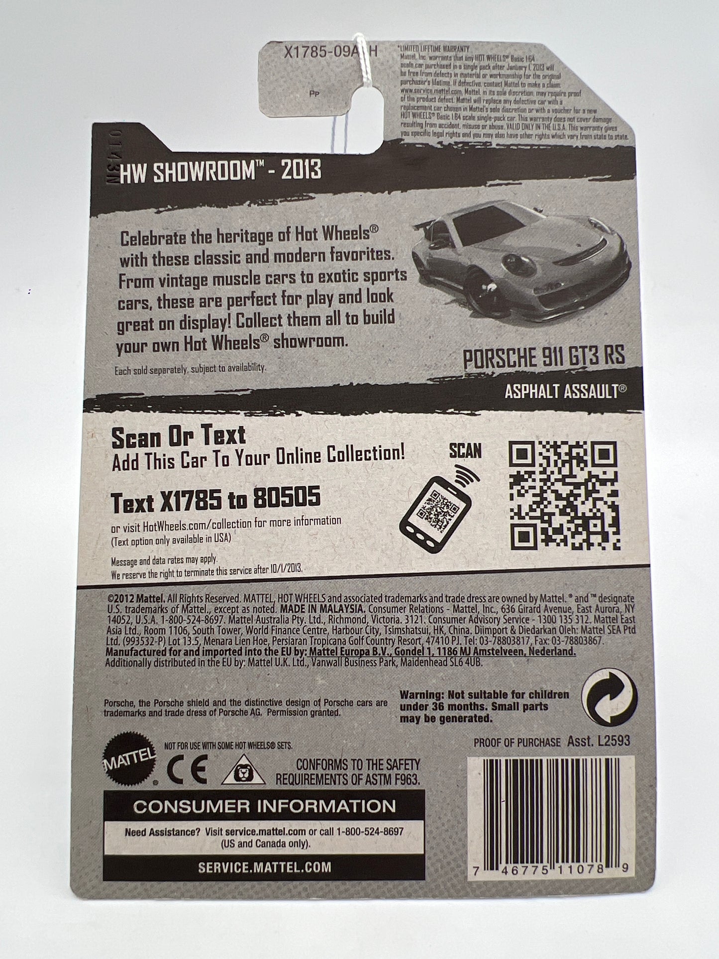 2013 Hot Wheels Showroom #157 Porsche 911 GT3 RS Orange 101B