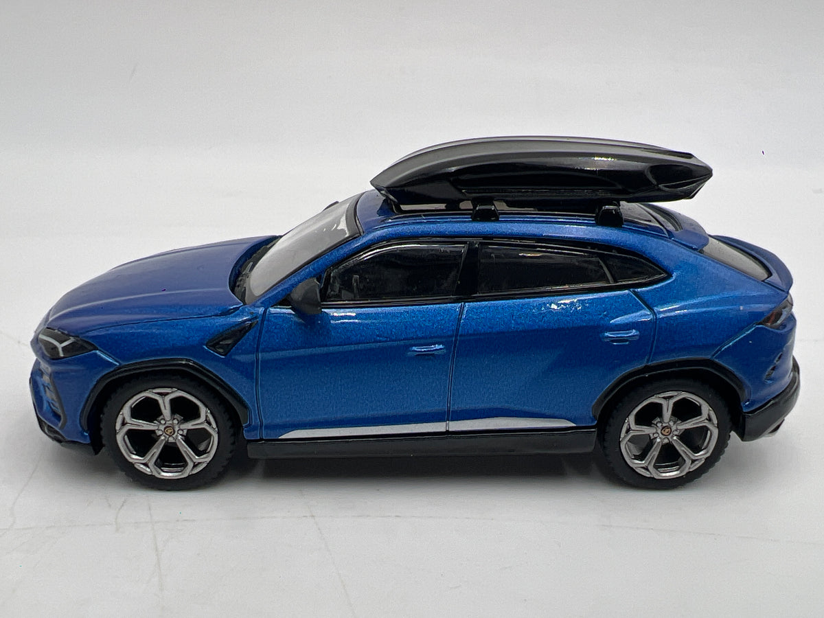 Mini GT MiJo x USA Exclusive #172 Lamborghini Urus Blu Eleos W/Roof Box Blue
