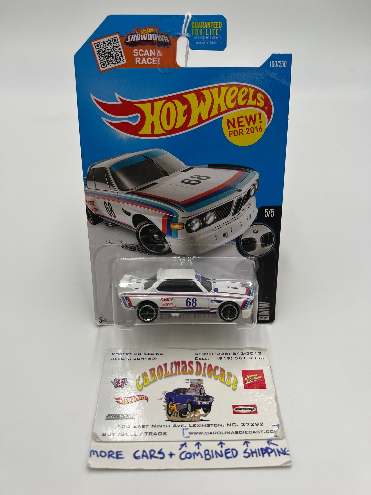 2016 Hot Wheels BMW #190 73 BMW 3.0 CSL Race Car White 108A