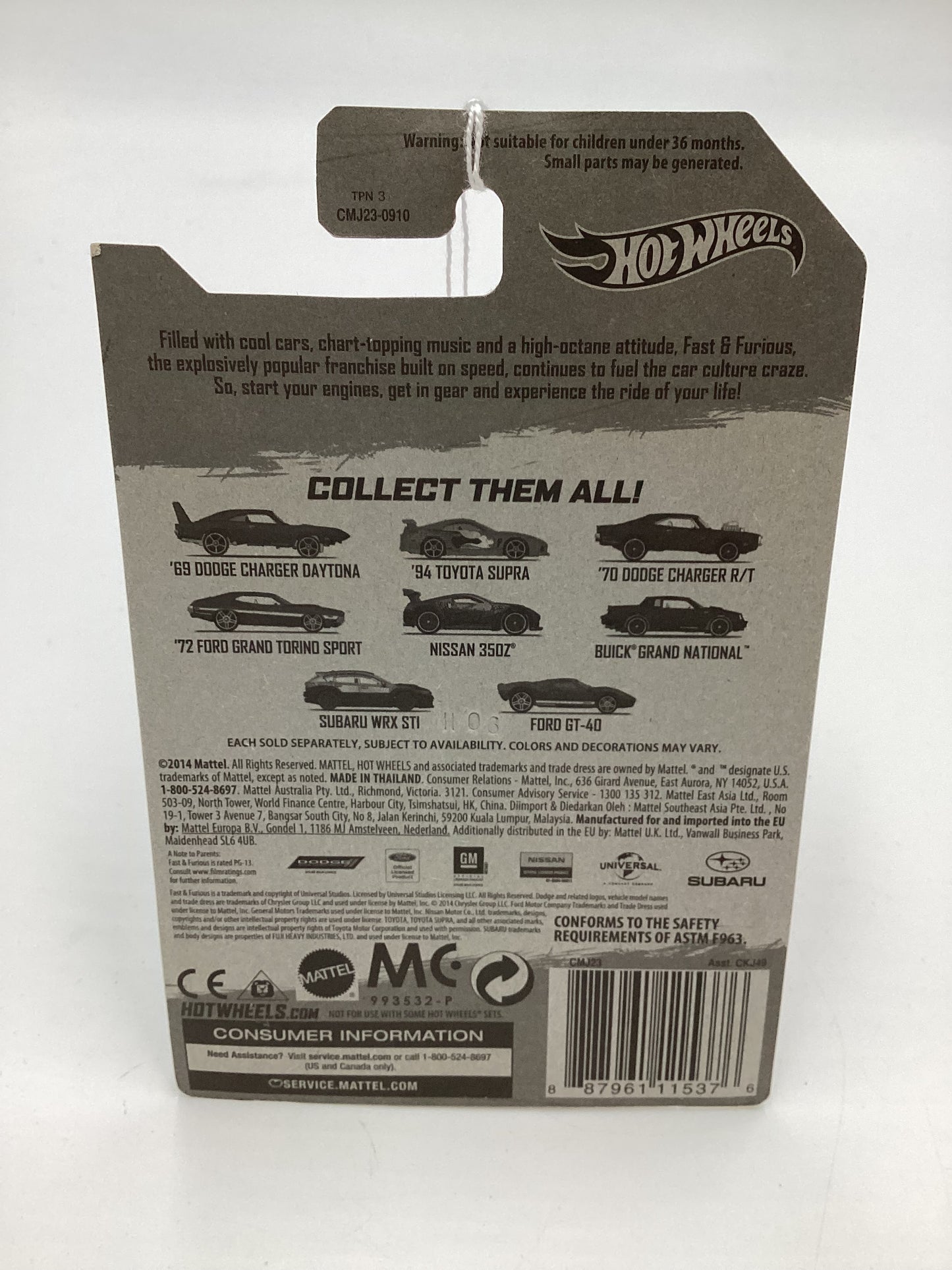 2015 Hot Wheels Fast & Furious #3 70 Dodge Charger R/T Black 69E