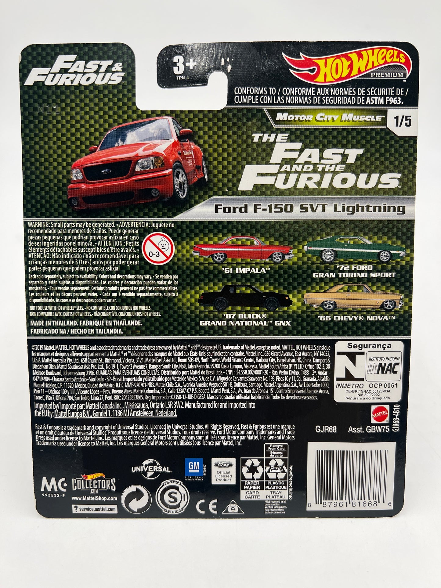 Hot Wheels Fast & Furious Motor City Muscle #1 Ford F-150 SVT Lightning Red 246D