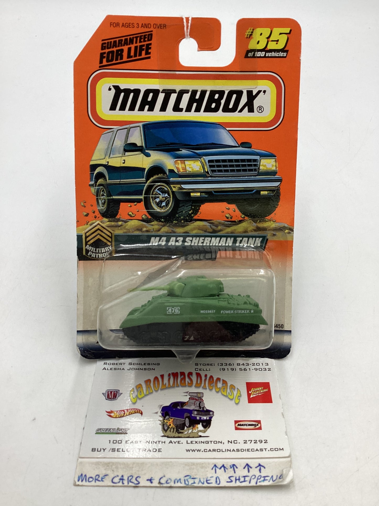 Matchbox 85/100 M4 A3 Sherman Tank 211B