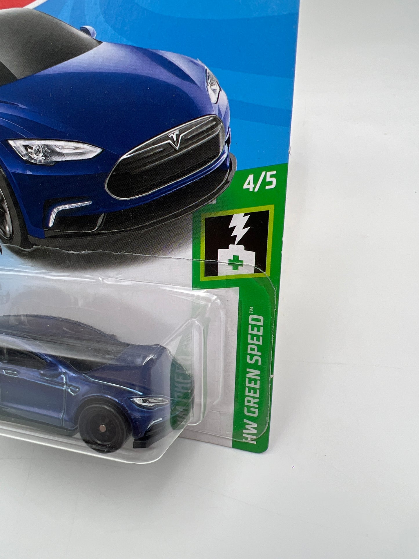 2019 Hot Wheels Super Treasure Hunt #226 Tesla Model S Blue W/Protector
