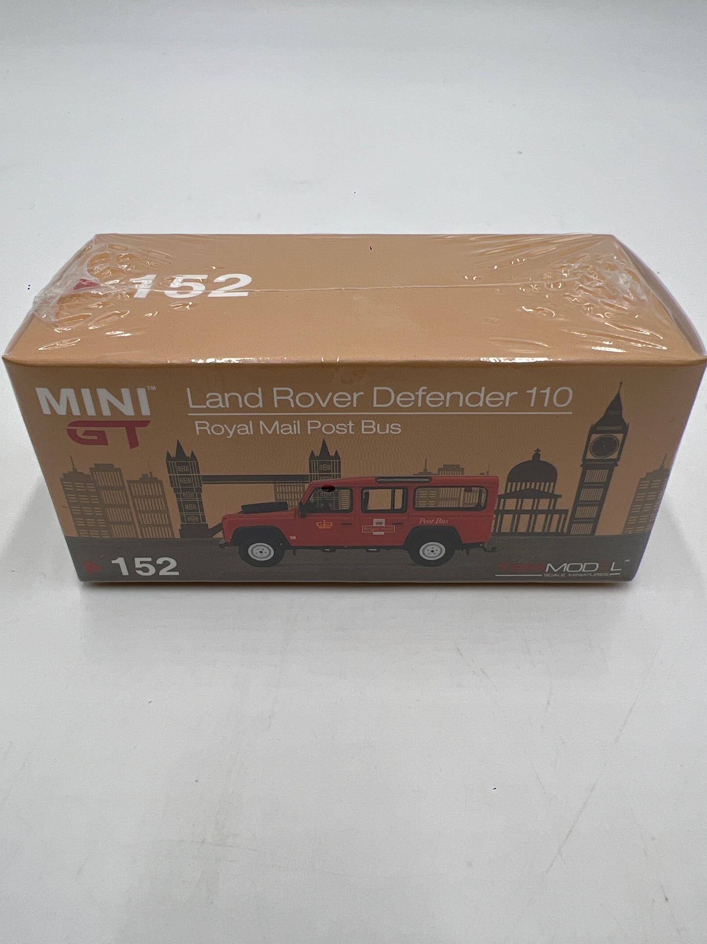 MiniGT Land Rover Defender 10 Royal Mail Post Bus Red Sealed