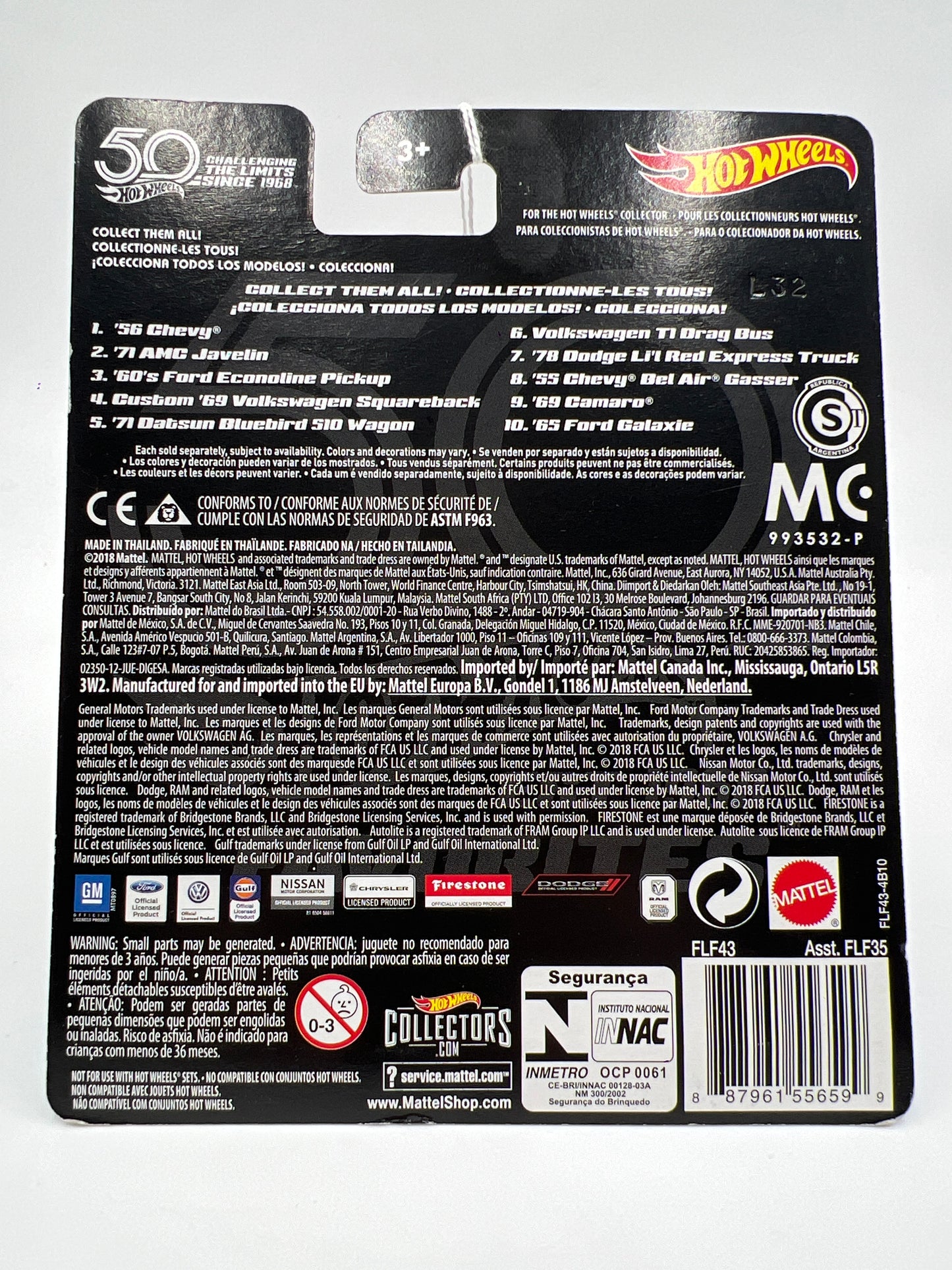 2018 Hot Wheels 50th Favorites #8 55 Chevy Bel Air Gasser Purple 257E