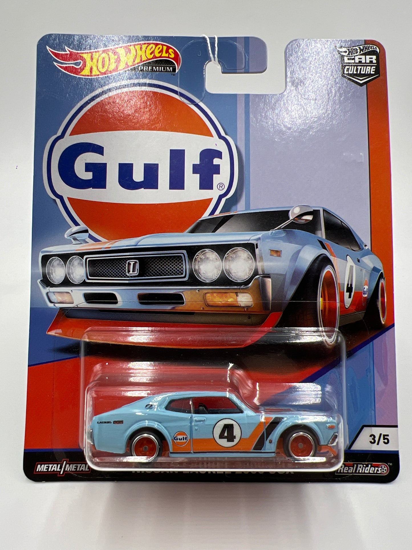 Hot Wheels Car Culture Gulf Series #3 Nissan Laurel 2000 SGX Light Blue Cracked Blister 242C