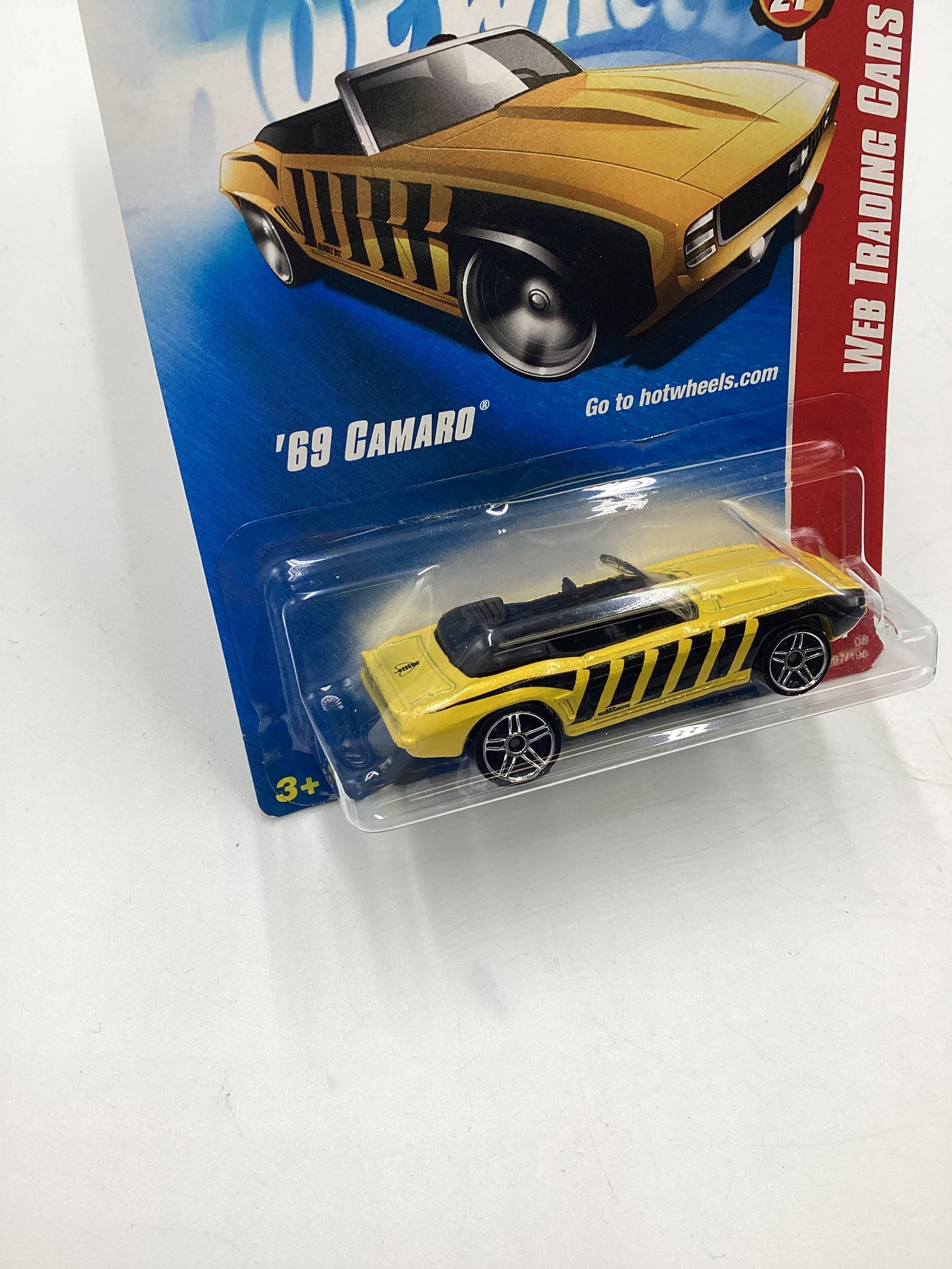 2008 Hot Wheels Web Trading Cars #97 69 Camaro Yellow (Chrome Base) 11D