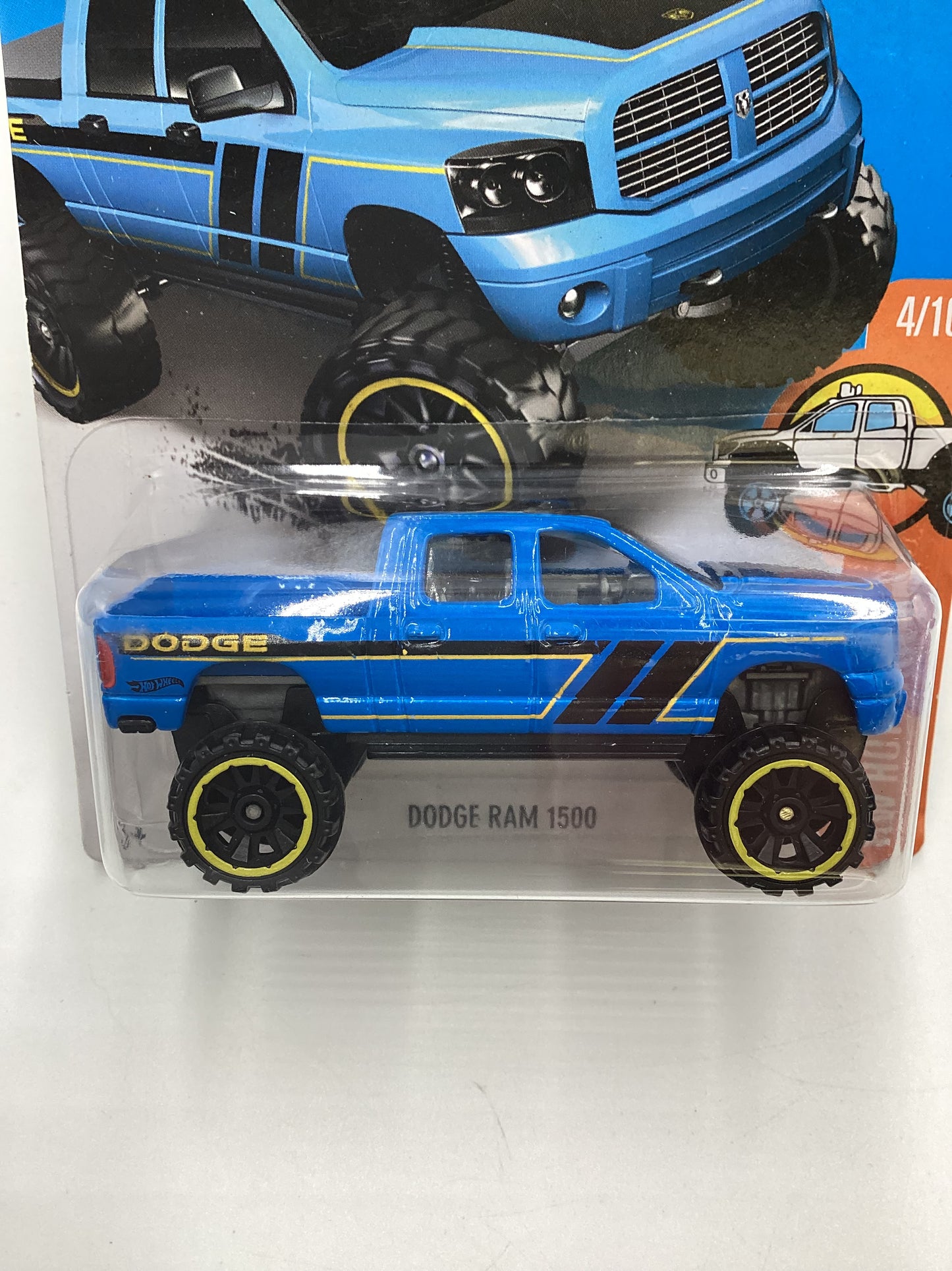 2016 Hot Wheels #144 Dodge Ram 1500 Blue Walgreens Exclusive with protector