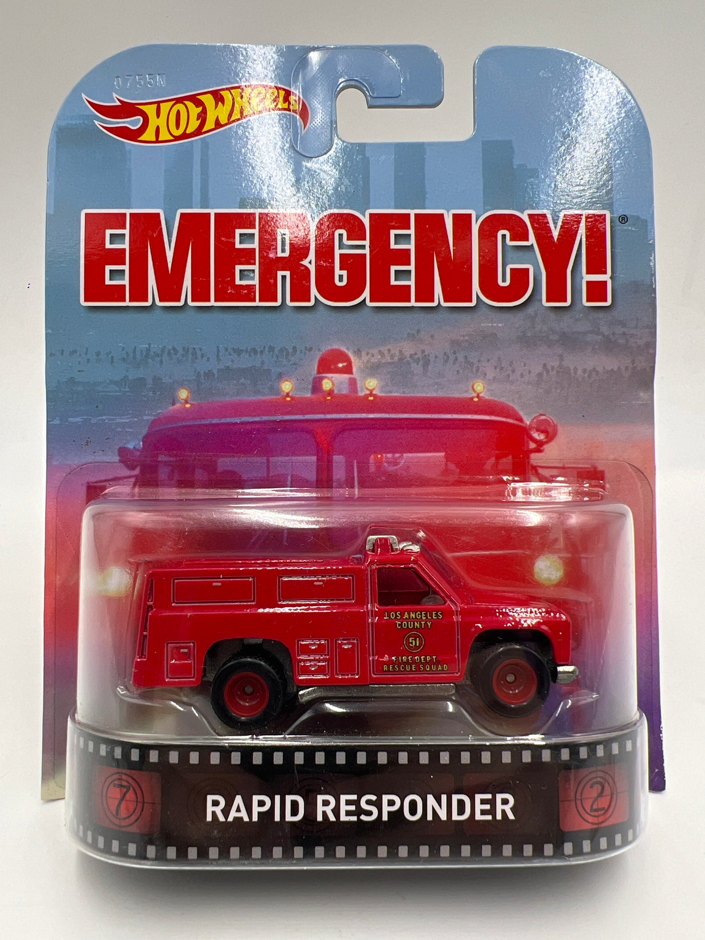 Hot Wheels Retro Entertainment Emergency! Rapid Responder Red W/Protector