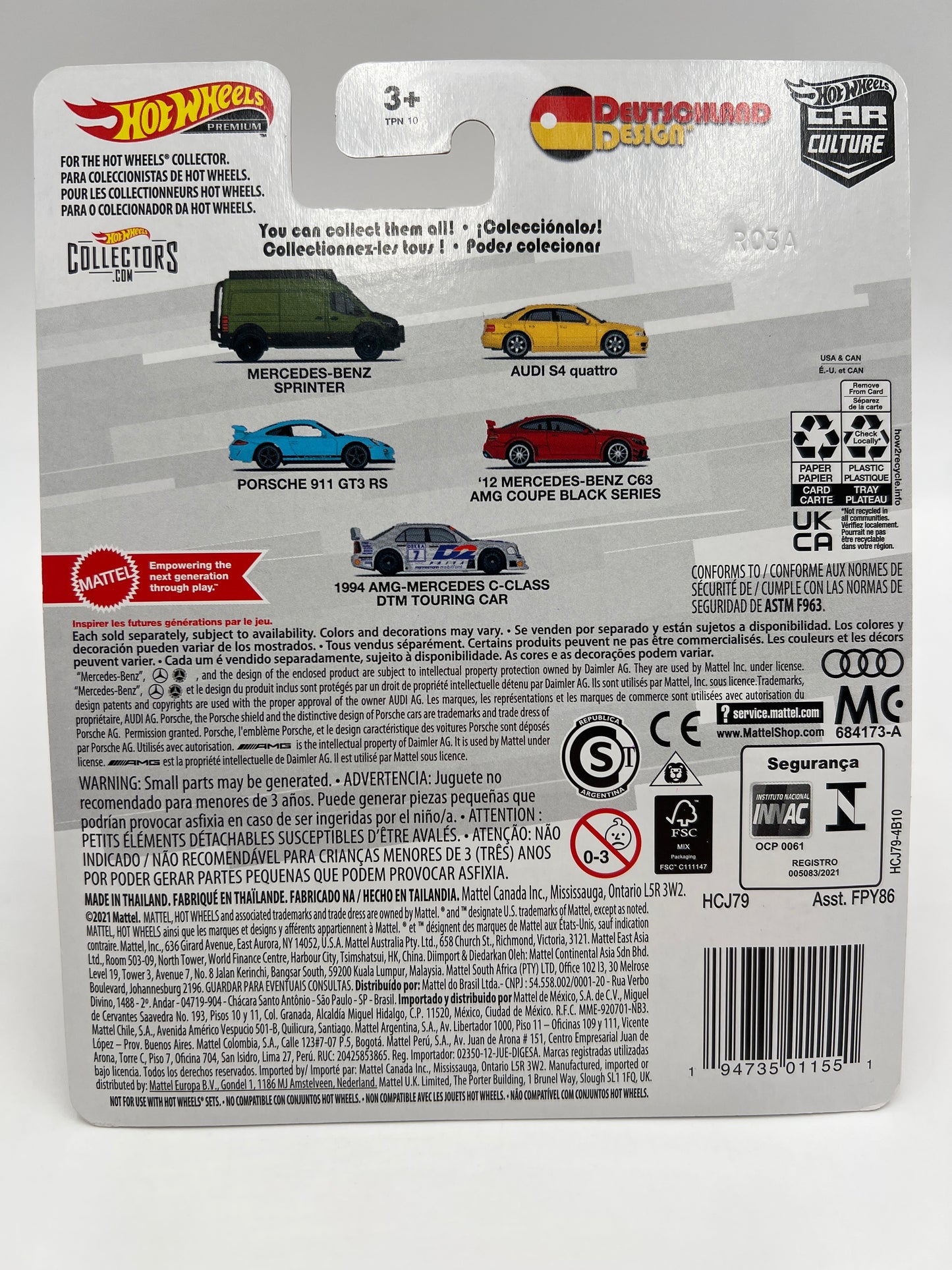 Hot Wheels Premium Deutschland Design #4 12 Mercedes-Benz C63 AMG Coupe Black Series Red 254F