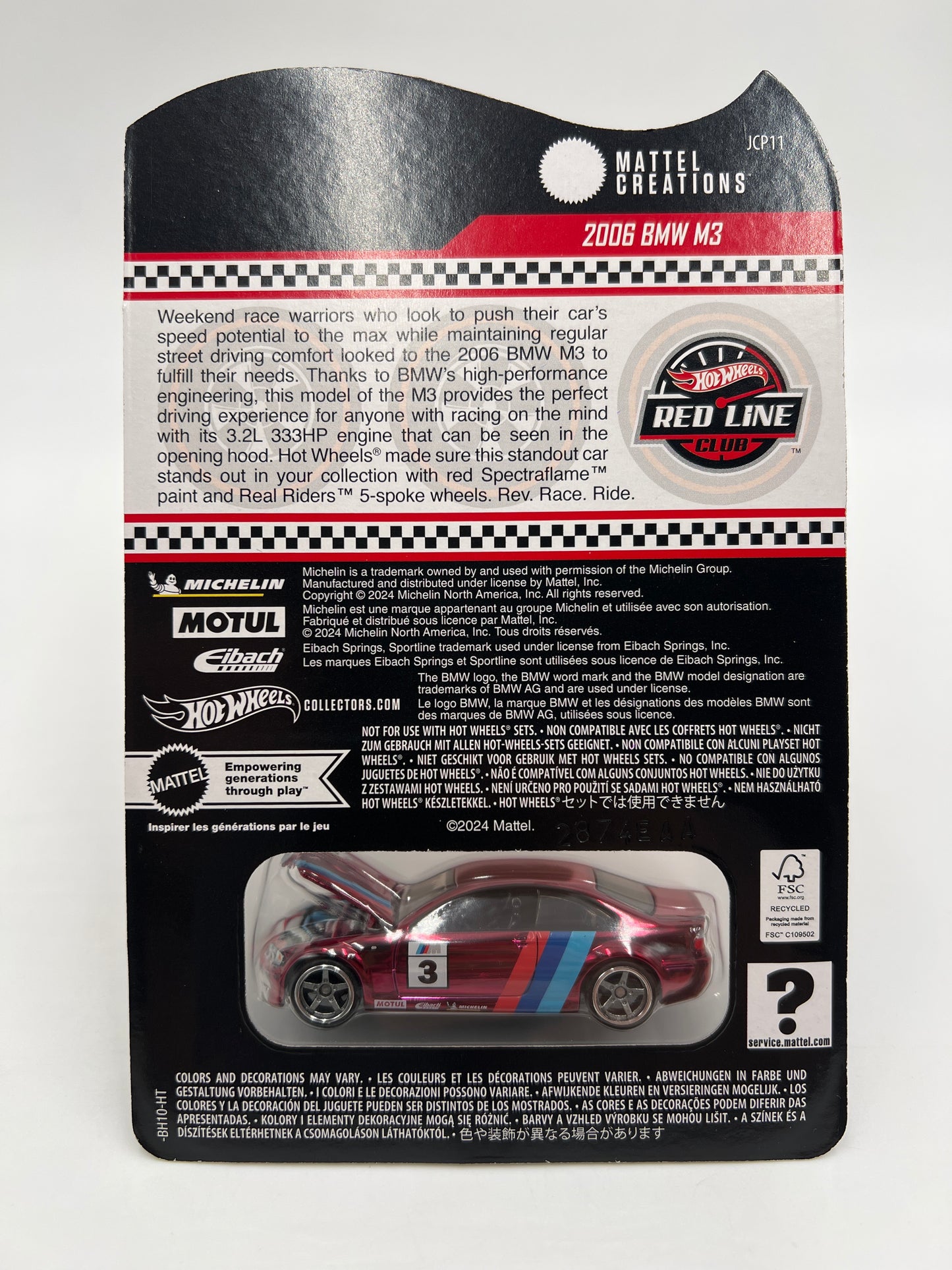 2025 Hot Wheels RLC Exclusive 2006 BMW M3 Red W/Protector
