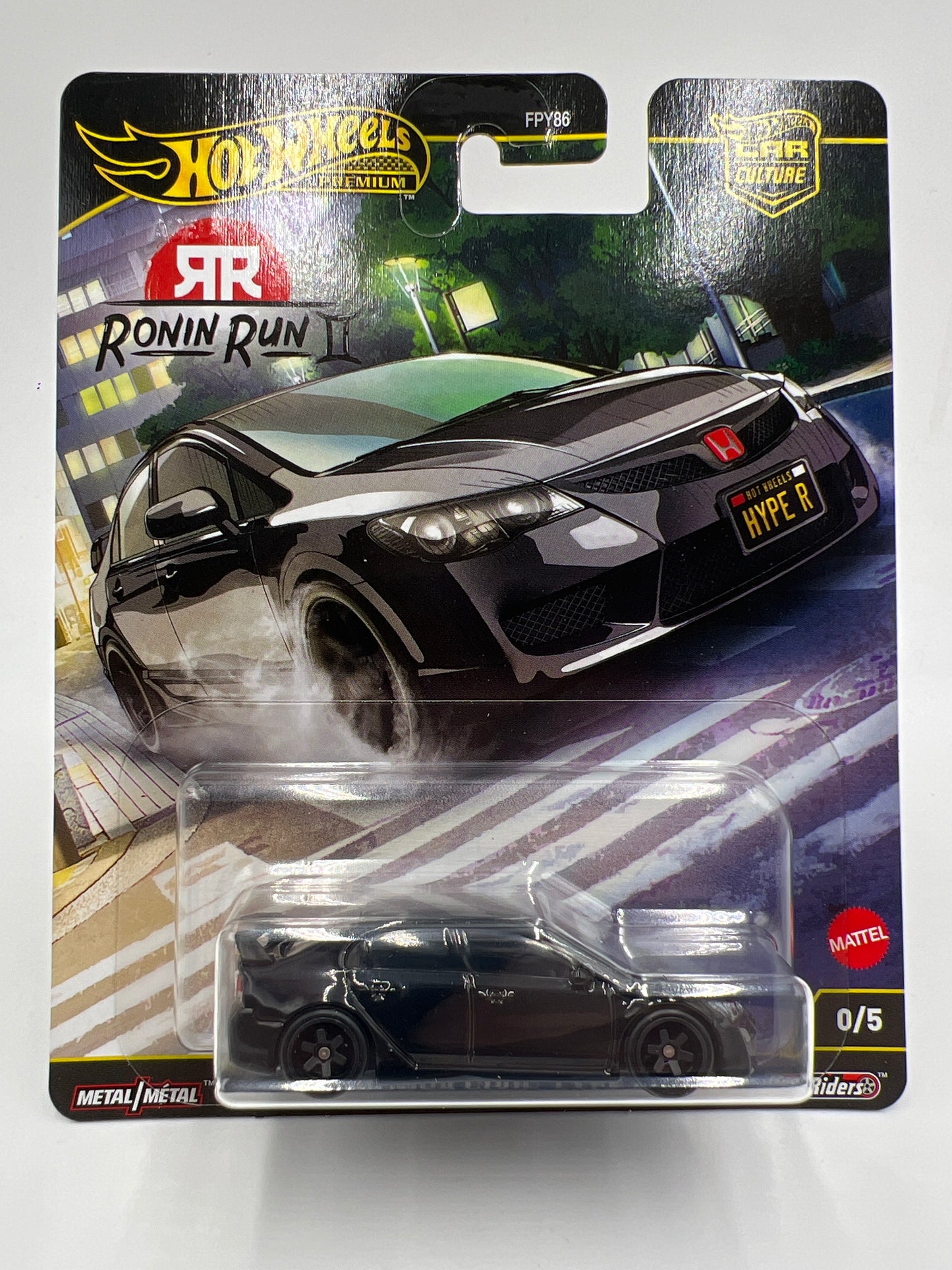 2025 Hot Wheels Premium Ronin Run II CHASE #0 07 Honda Civic Type R Black W/Protector 1