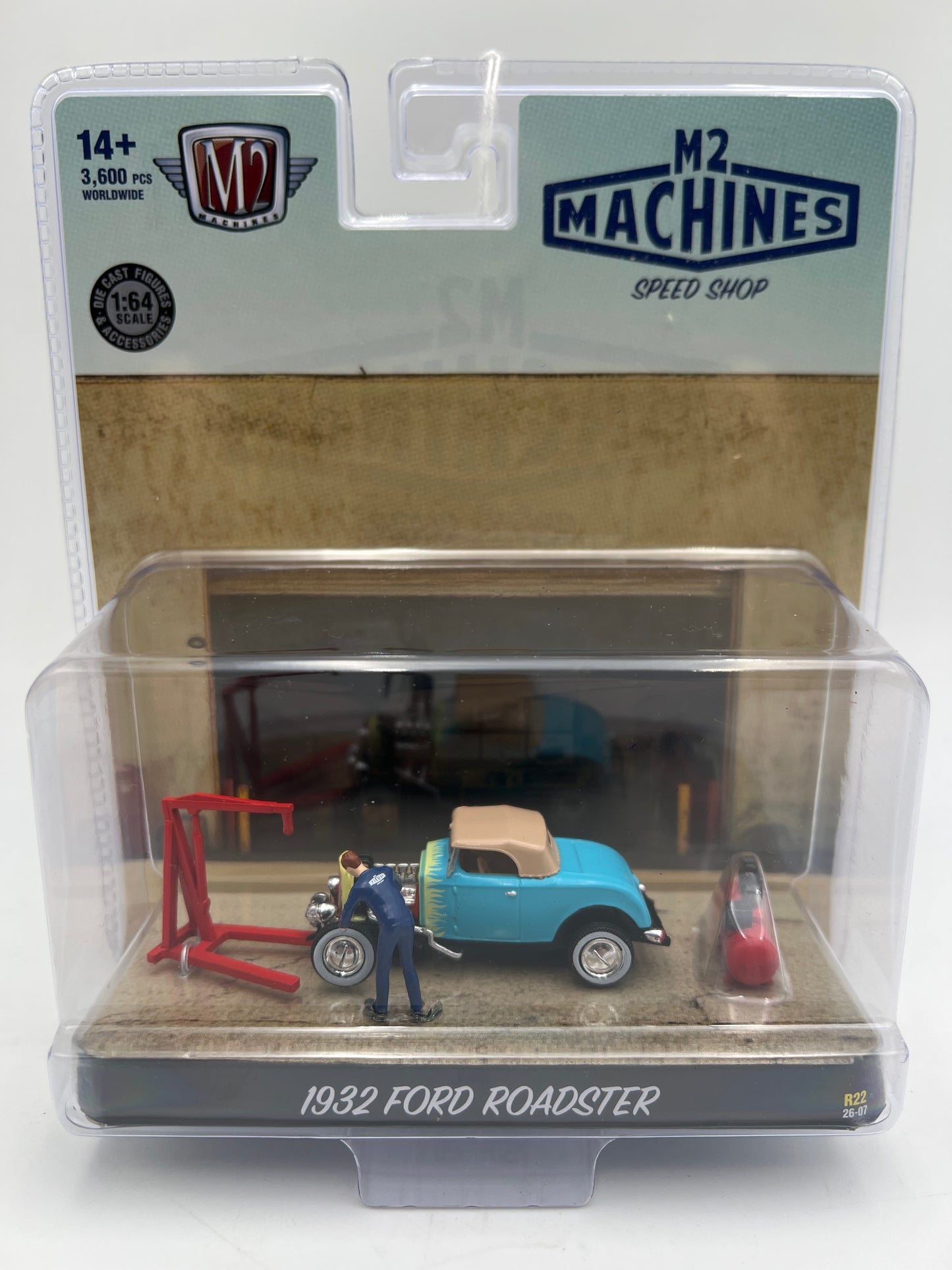 M2 Machines Diorama R22 1932 Ford Roadster Light Blue