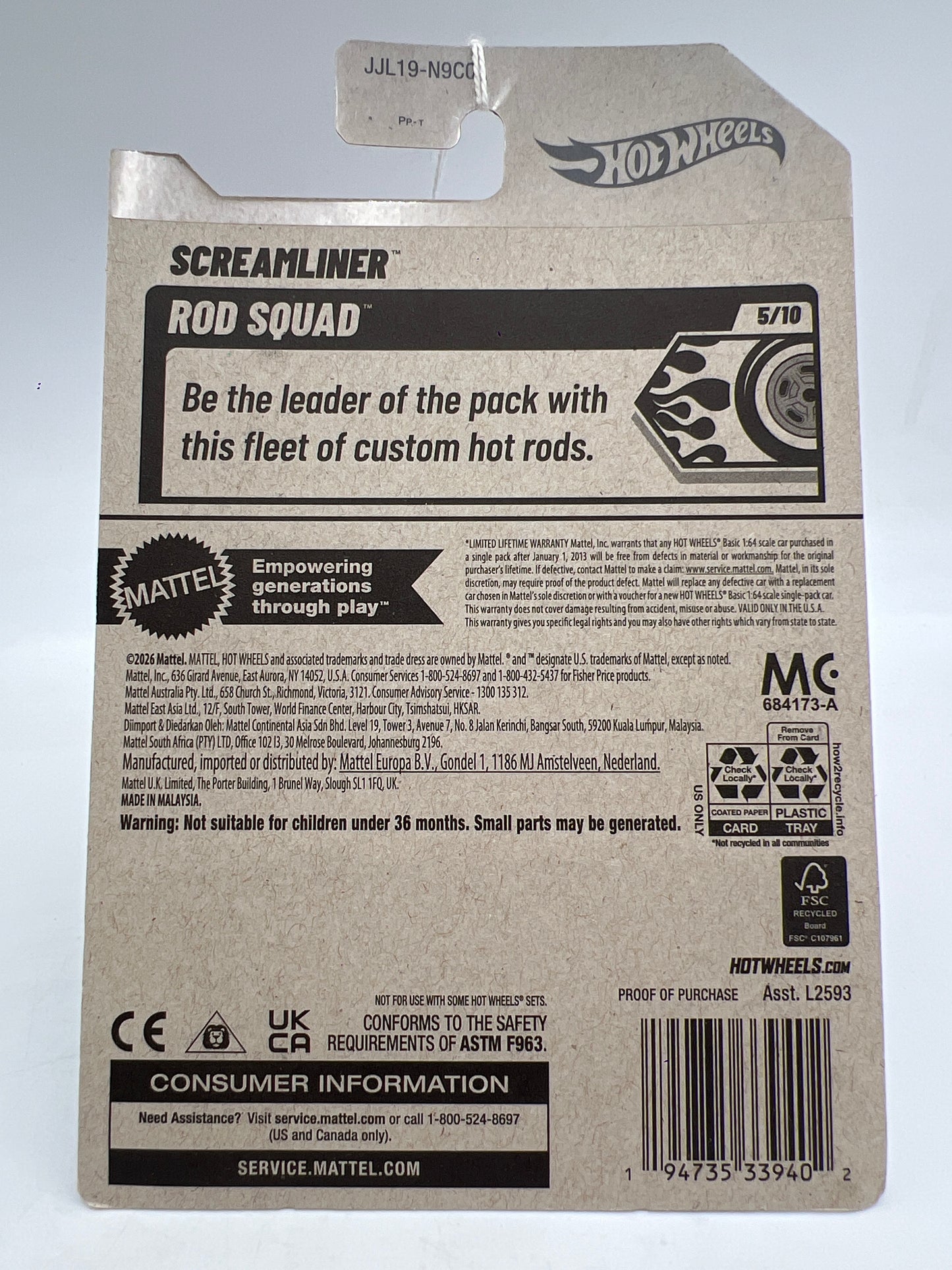 2026 Hot Wheels L Case #141 Screamliner Black Blue