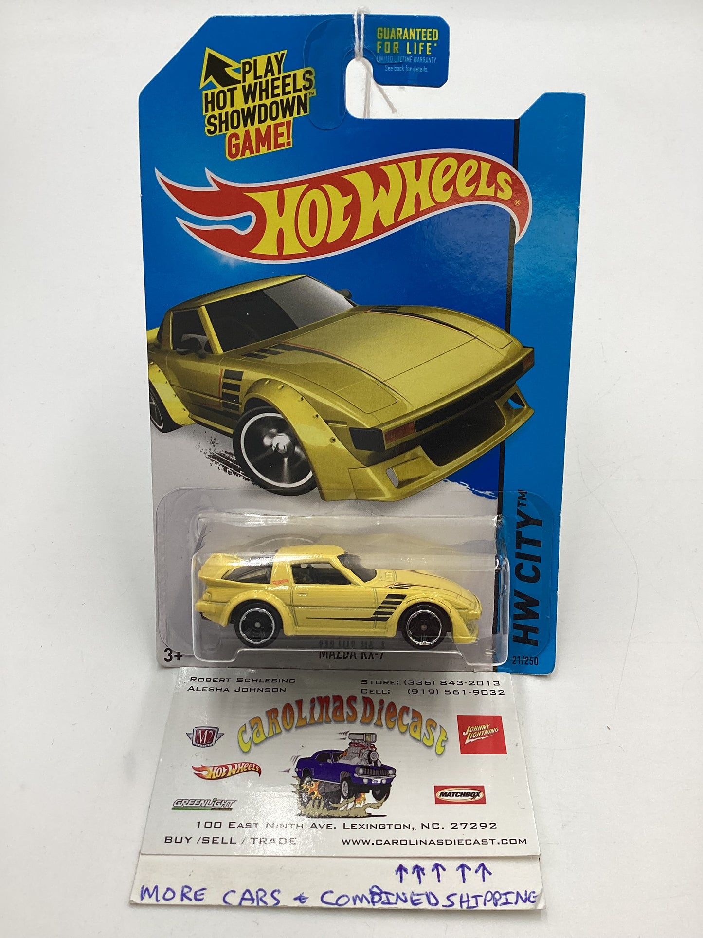 2014 Hot Wheels HW City #21 Mazda RX-7 Yellow 88E