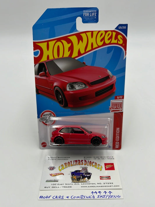 Hot Wheels 2022 Red Edition #125 ‘99 Honda Civic Type R (EK9)
