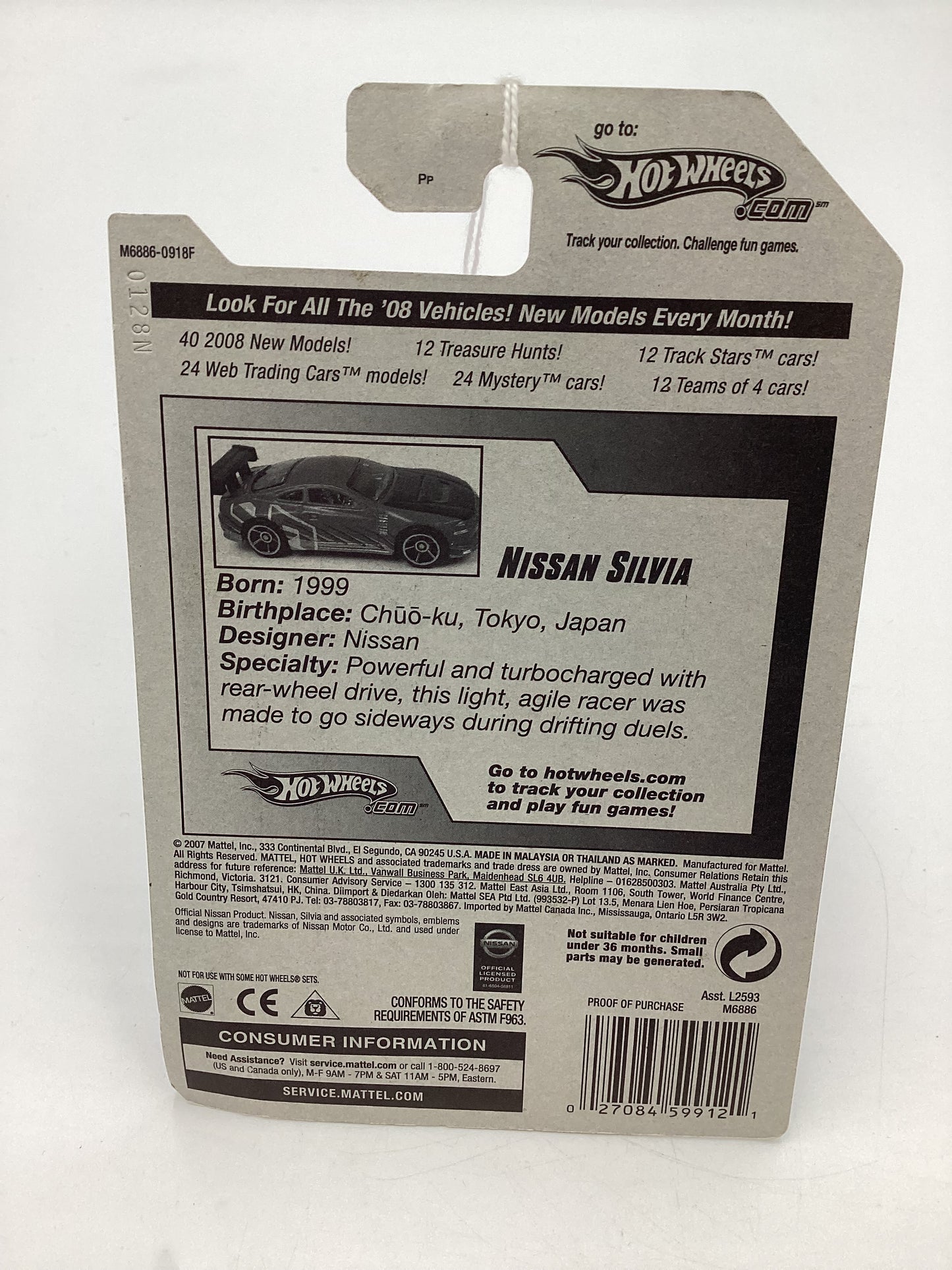 2008 Hot Wheels HW Team: Hot Wheels Racing #148 Nissan Silvia Blue OH5 Wheels 80A