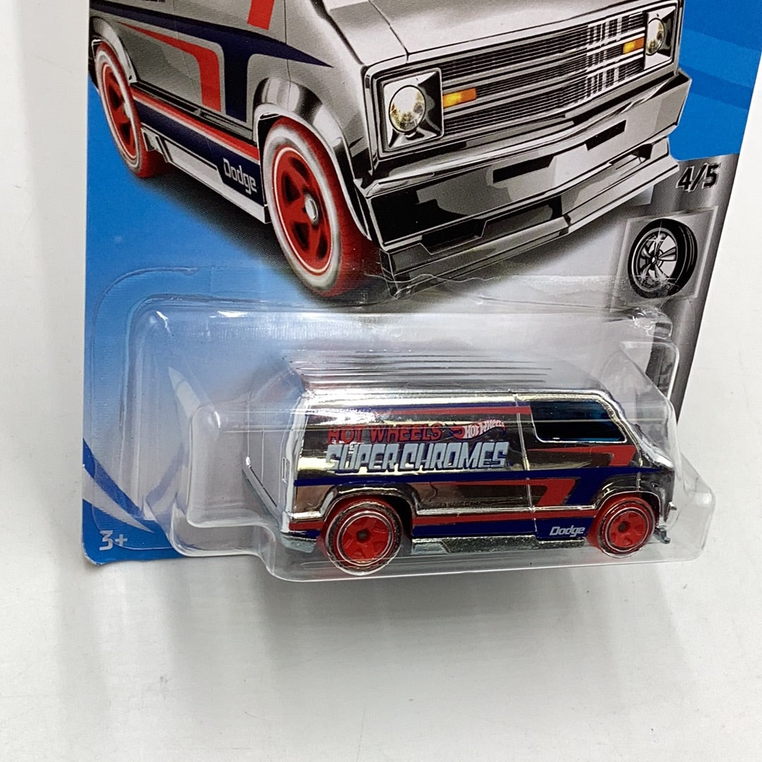 2019 Hot wheels #23 Custom 77 Dodge Van chrome 43E