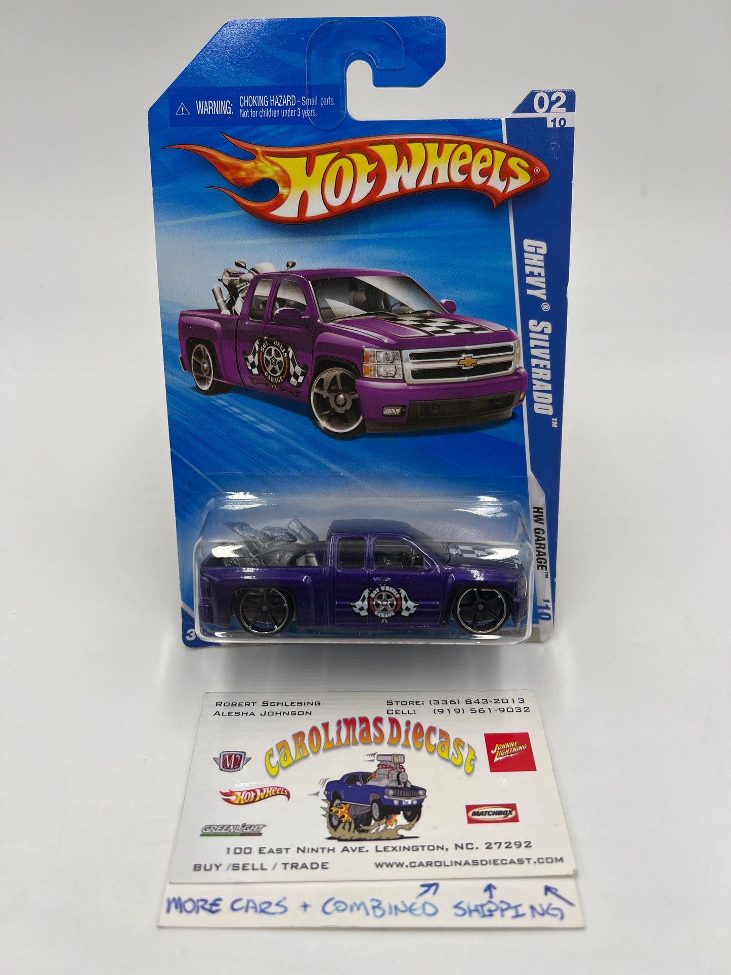 2010 Hot Wheels Garage #70 Chevy Silverado Purple W/Protector
