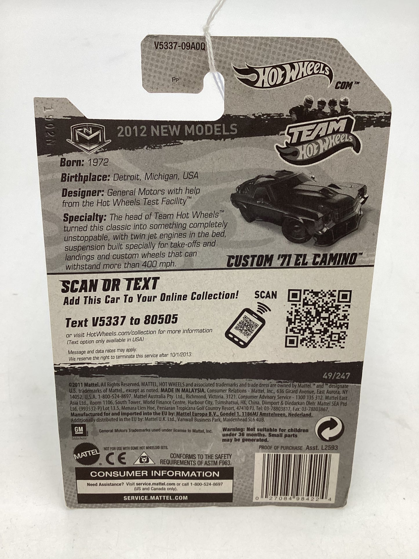 2012 Hot Wheels #49 Custom 71 El Camino 13C