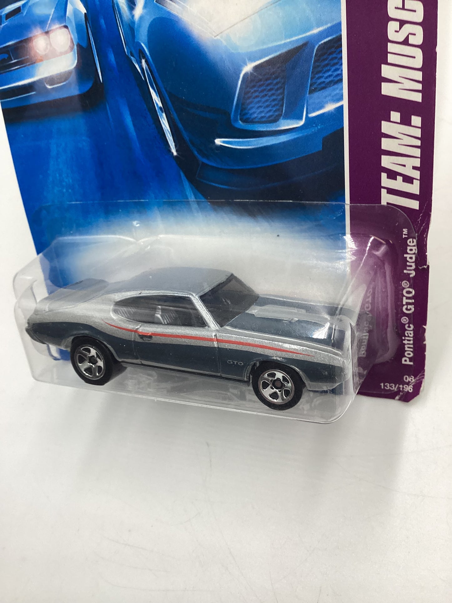 2008 Hot Wheels HW Team: Muscle Mania #133 Pontiac GTO Judge Silver Card Not Perfect 44C