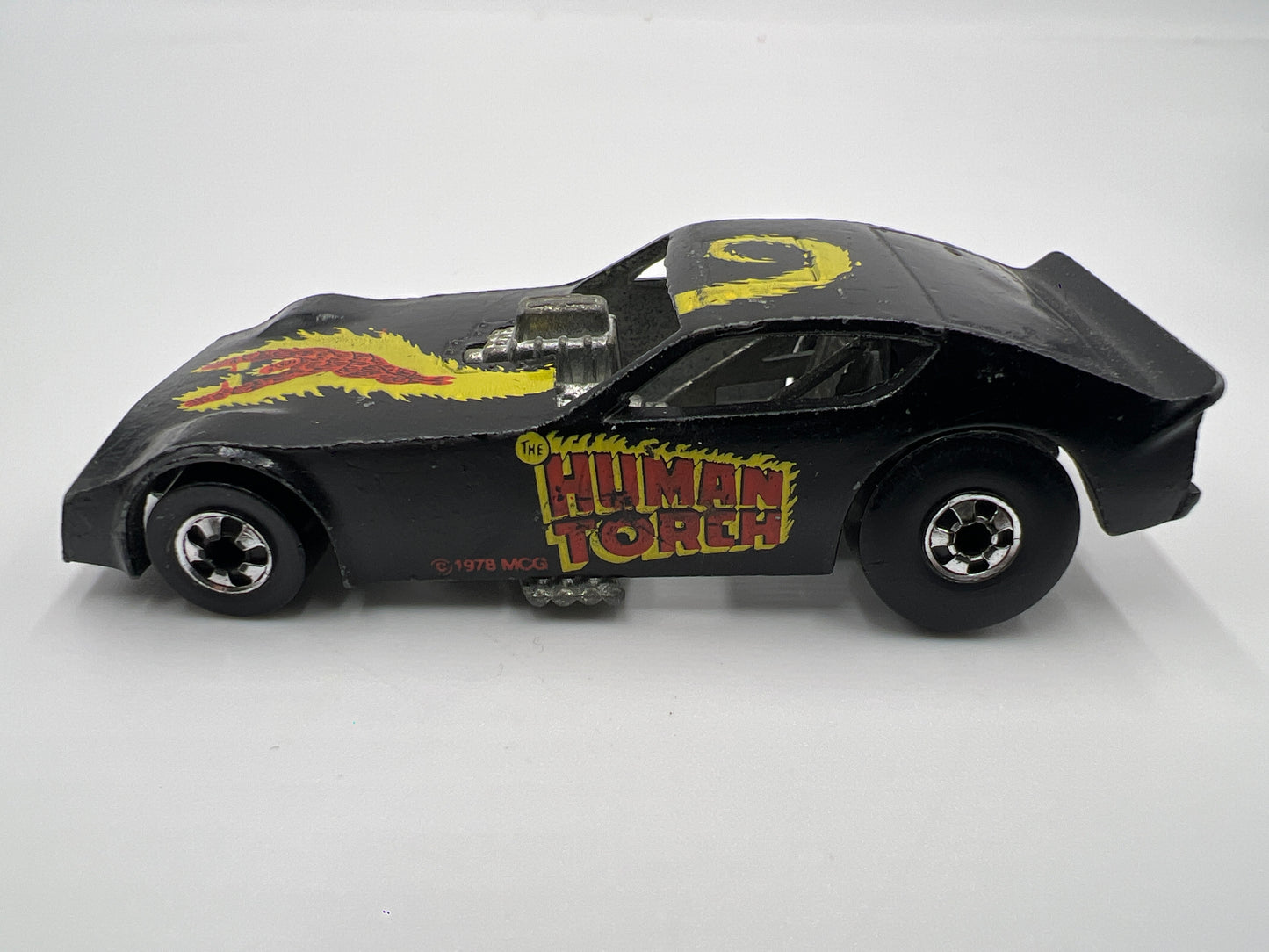 1977 Hot Wheels Blackwall Human Torch Funny Car Black Loose