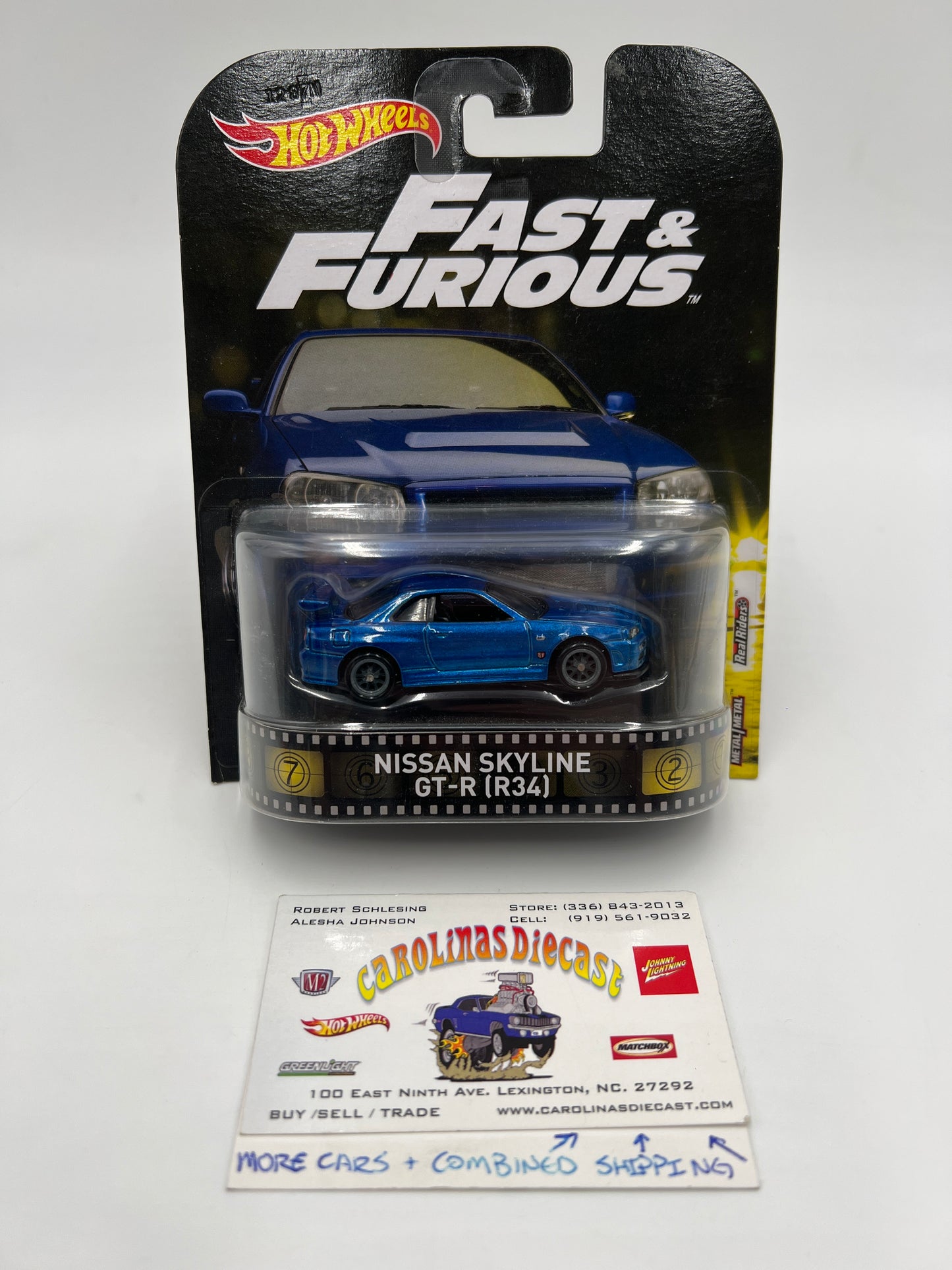 Hot Wheels Retro Entertainment Fast & Furious Nissan Skyline GT-R R34 Blue W/Protector