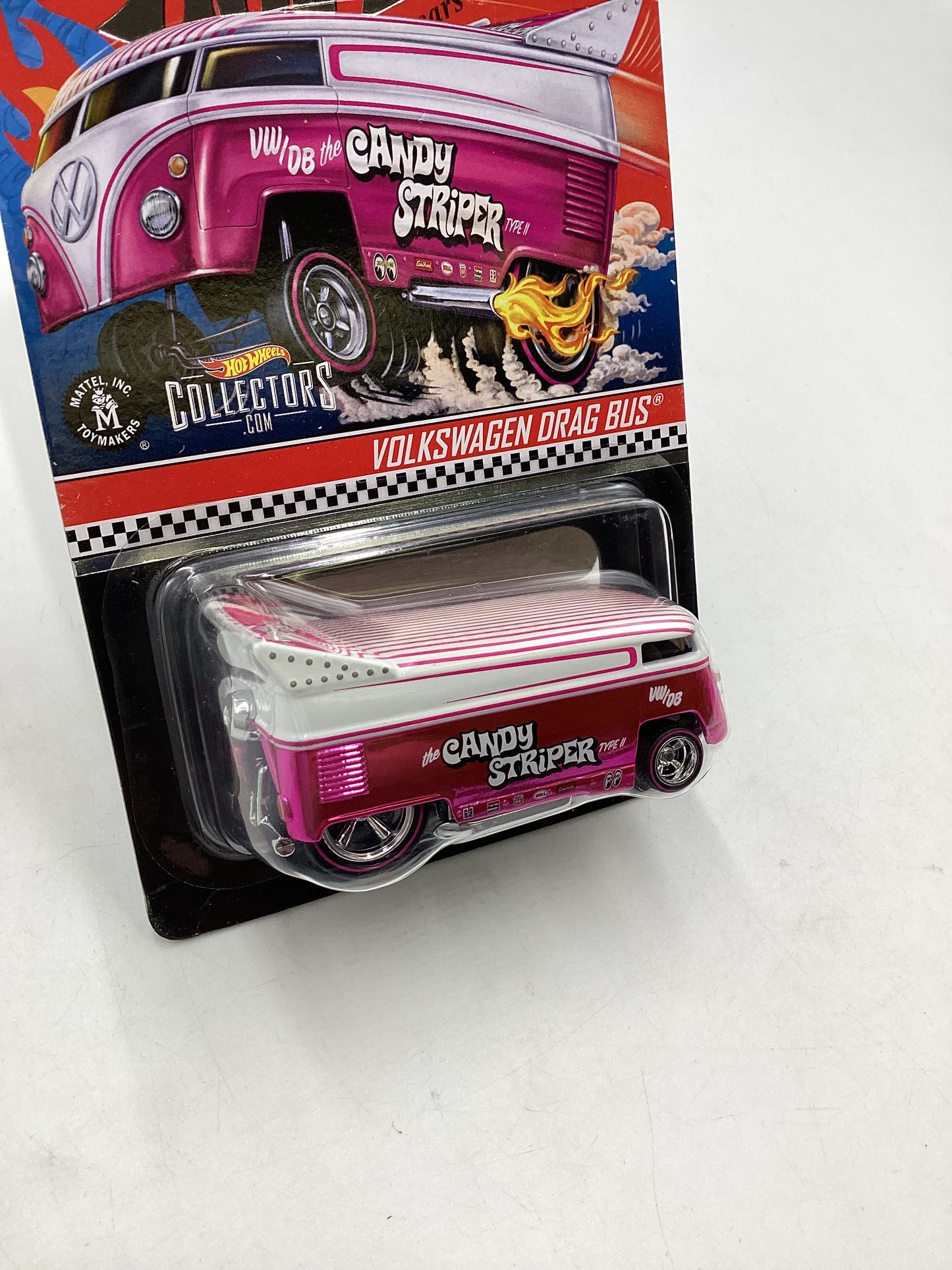 Hot wheels Redline club Volkswagen Drag Bus Candy Striper Silver Emblem 19276/20000 with protector