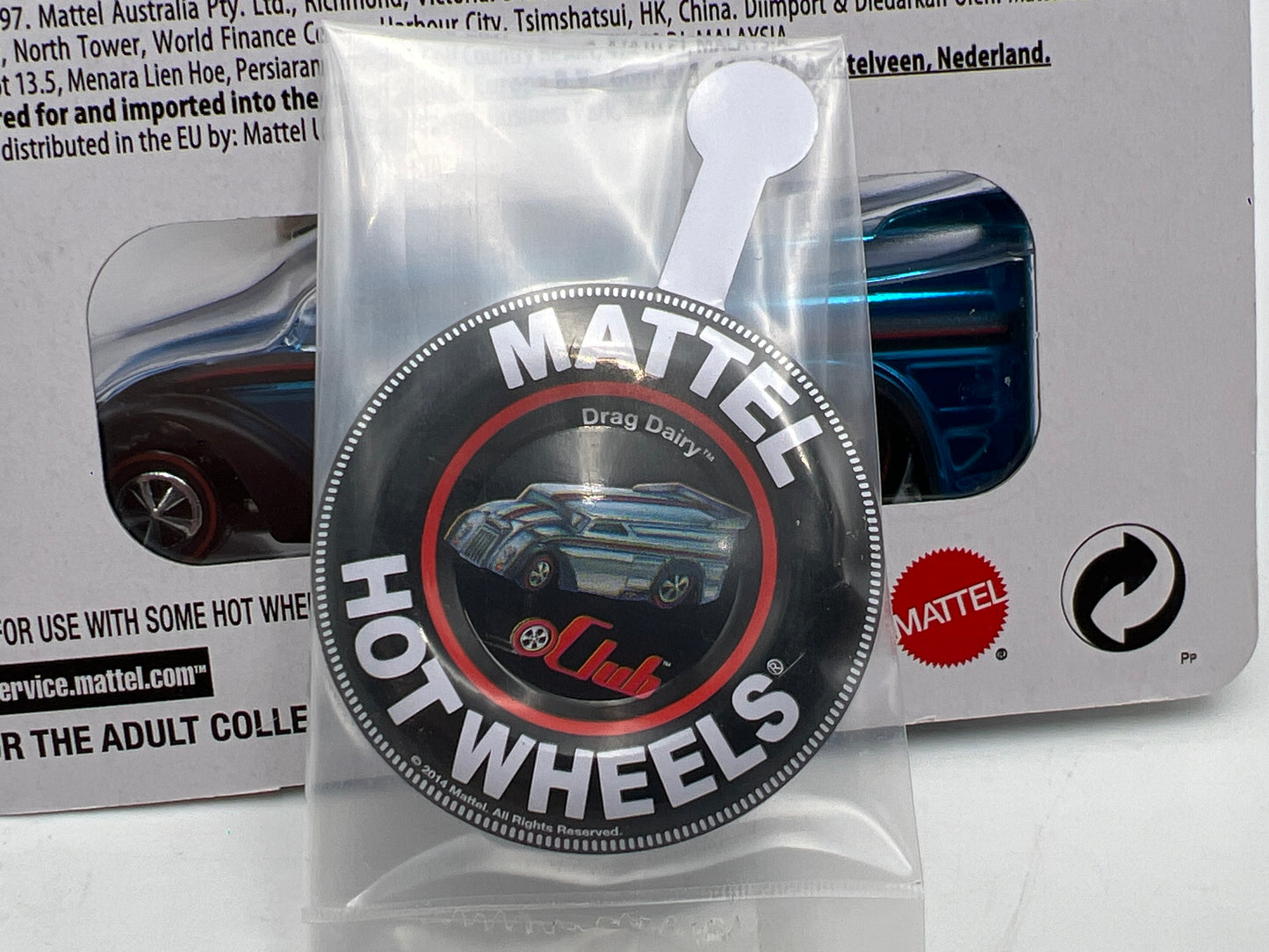 2014 Hot Wheels RLC Club Exclusive 2053/4000 Drag Dairy Blue W/Button & Protector