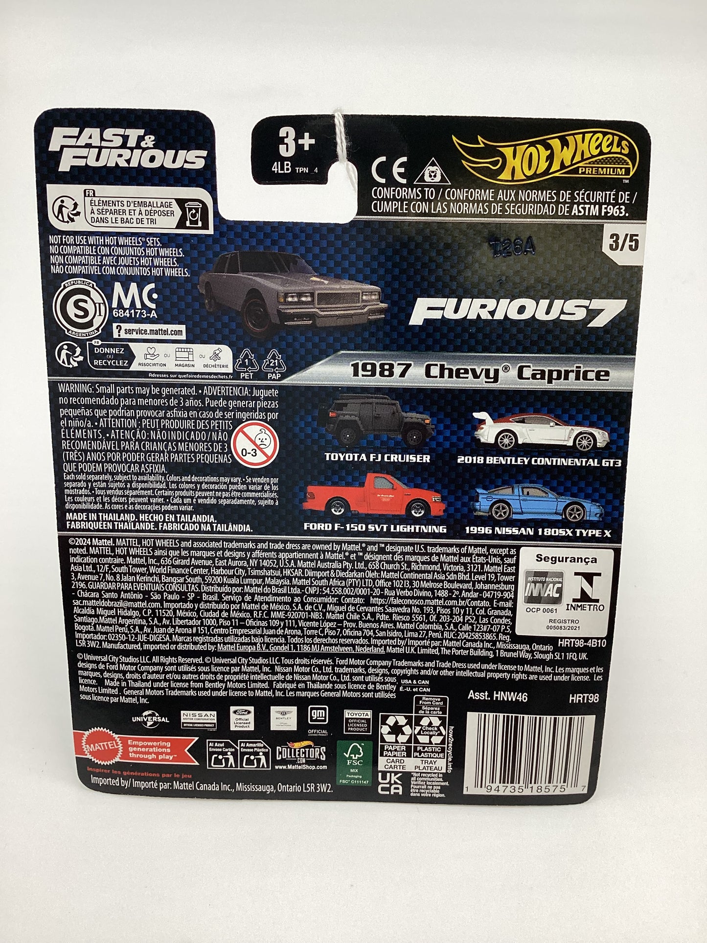2024 Hot wheels Gold Label Fast and Furious #3 1987 Chevy Caprice Primer Gray 247C