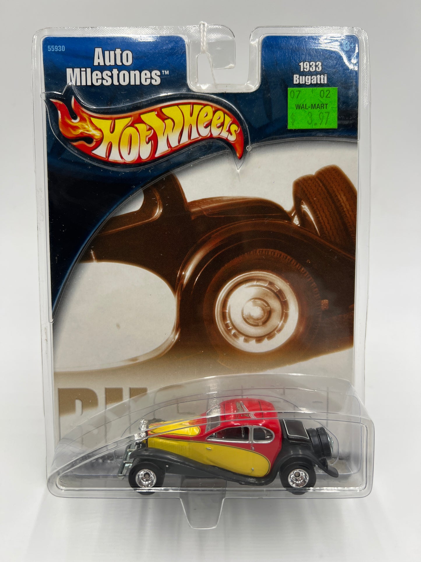 2002 Hot Wheels Auto Milestones 1933 Bugatti Red/Yellow SR