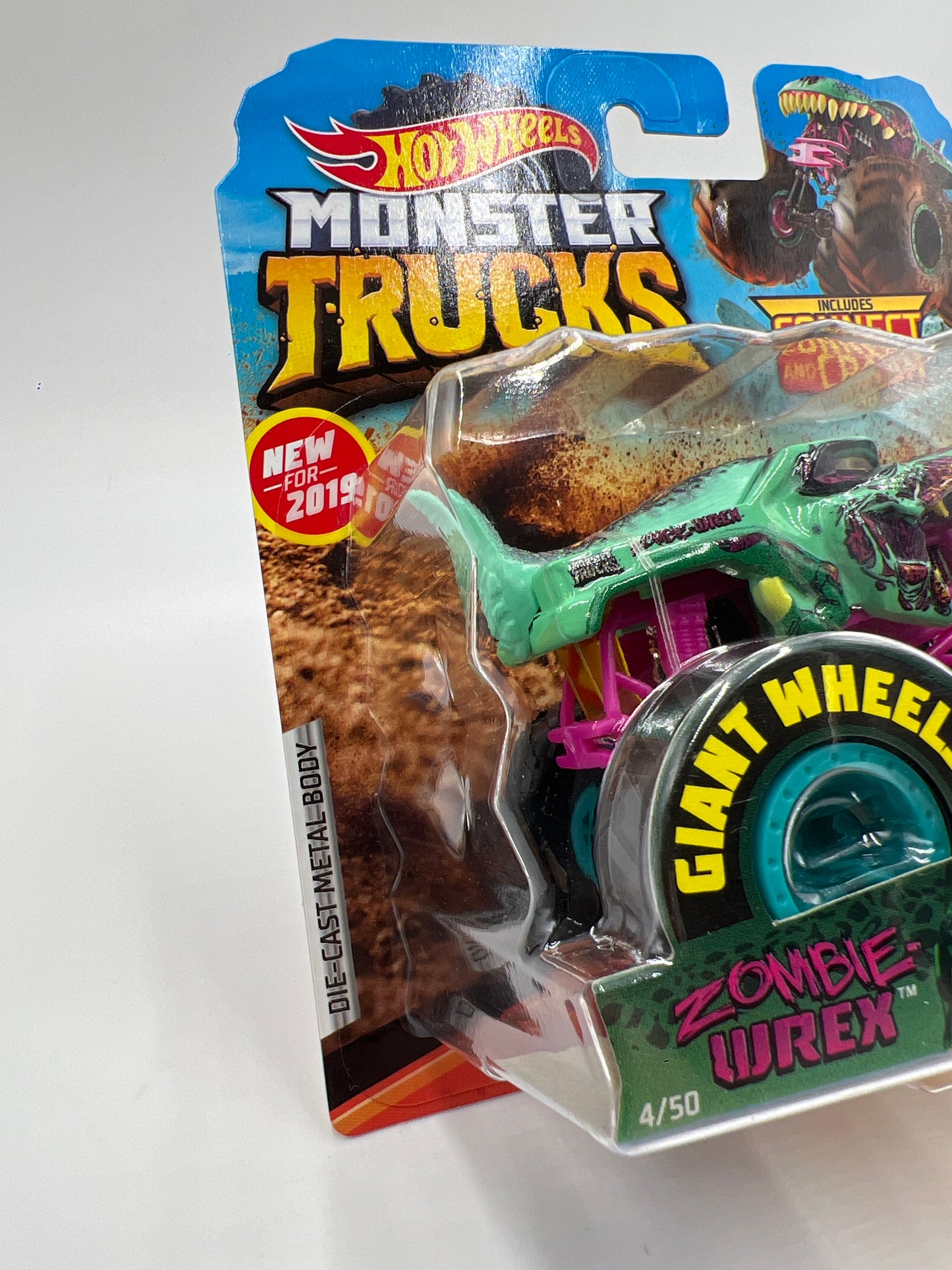 2019 Hot Wheels Monster Trucks Sick Stuff #4 Zombie-Wrex W/Protector